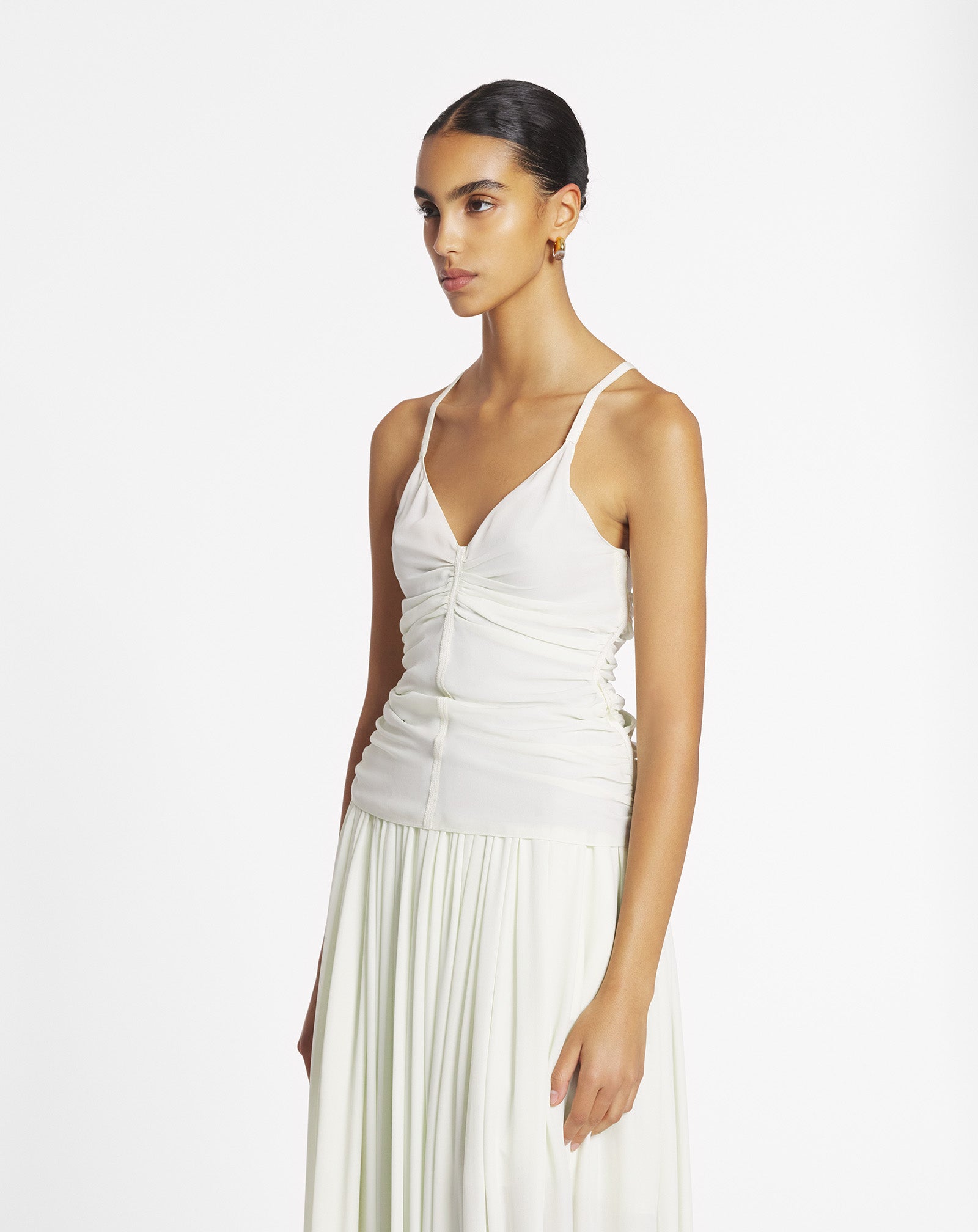 RUFFLED TANK TOP IN SILK GEORGETTE
