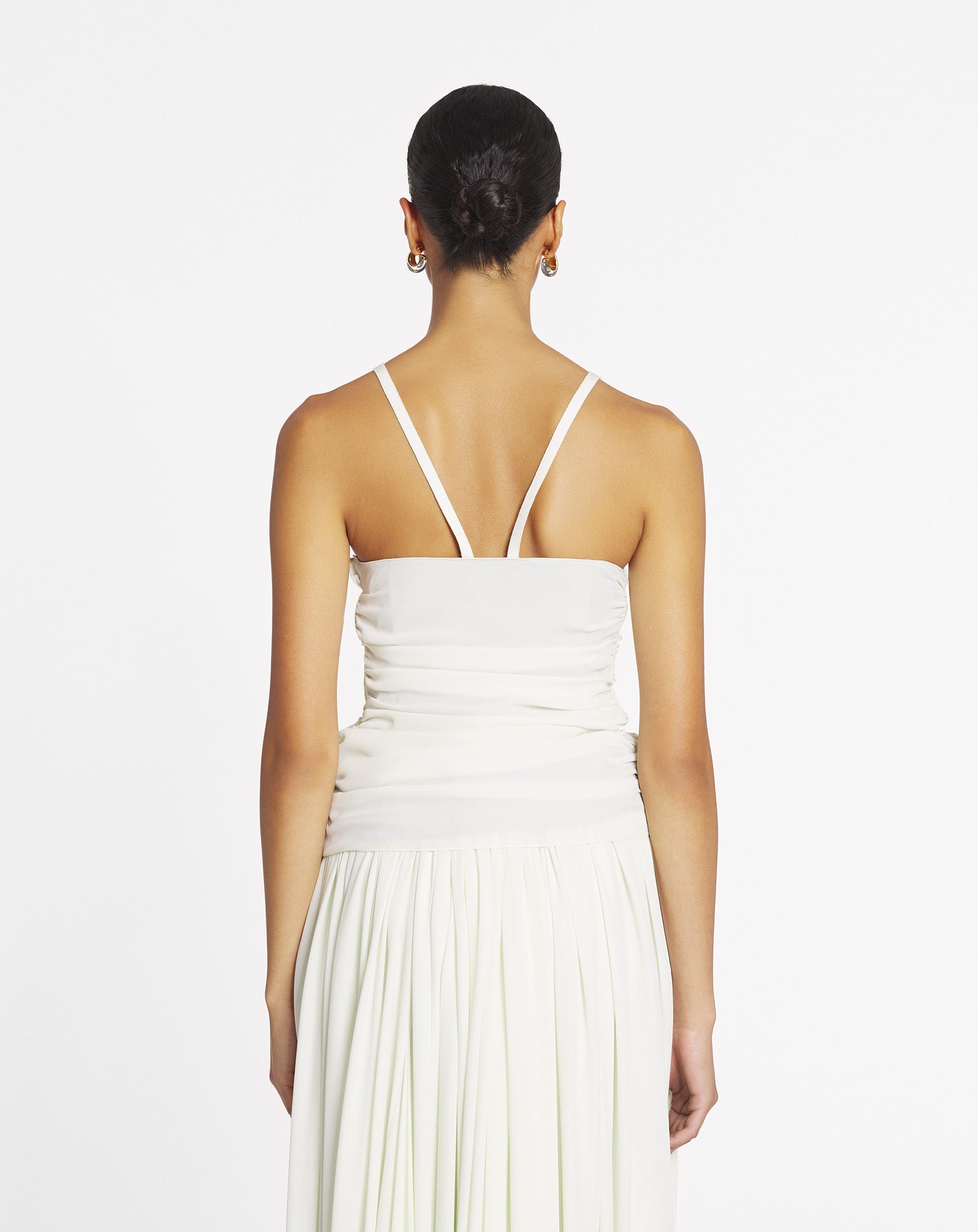 RUFFLED TANK TOP IN SILK GEORGETTE