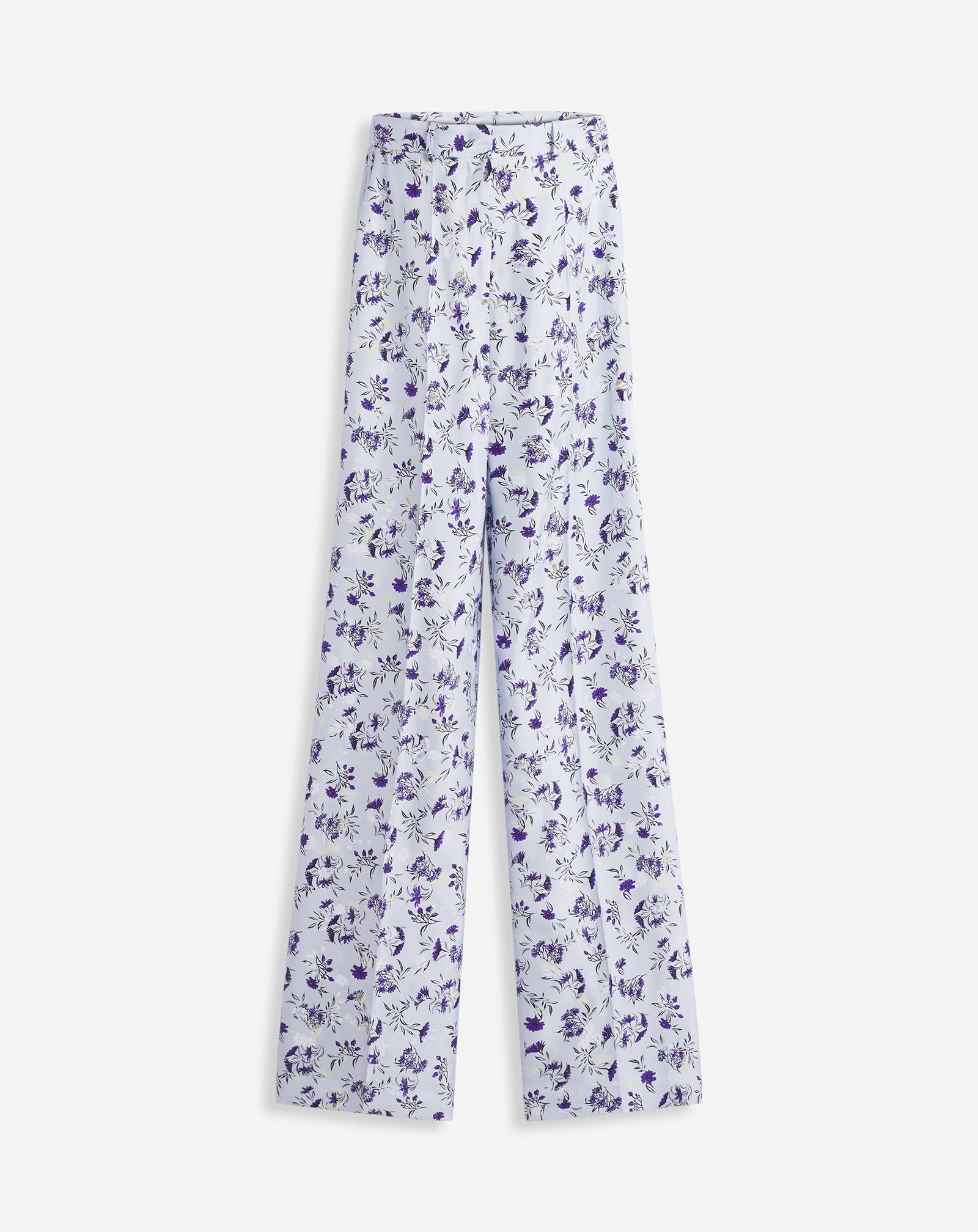 PRINTED WIDE LEG SILK PANTS