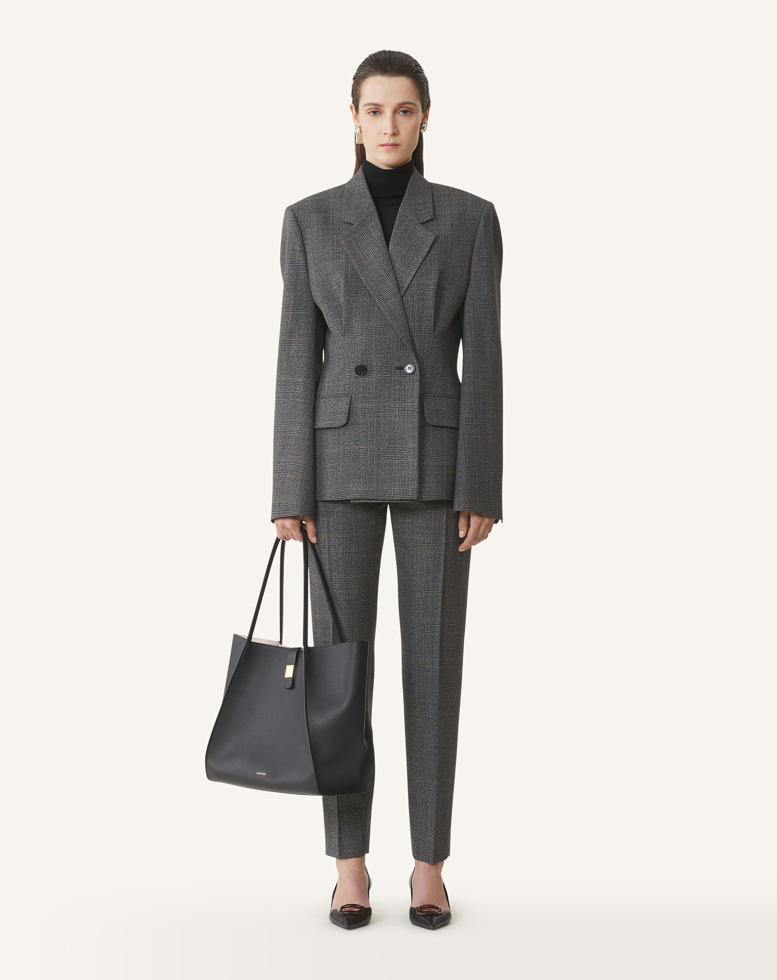 PRINCE OF WALES WOOL CIGARETTE PANTS