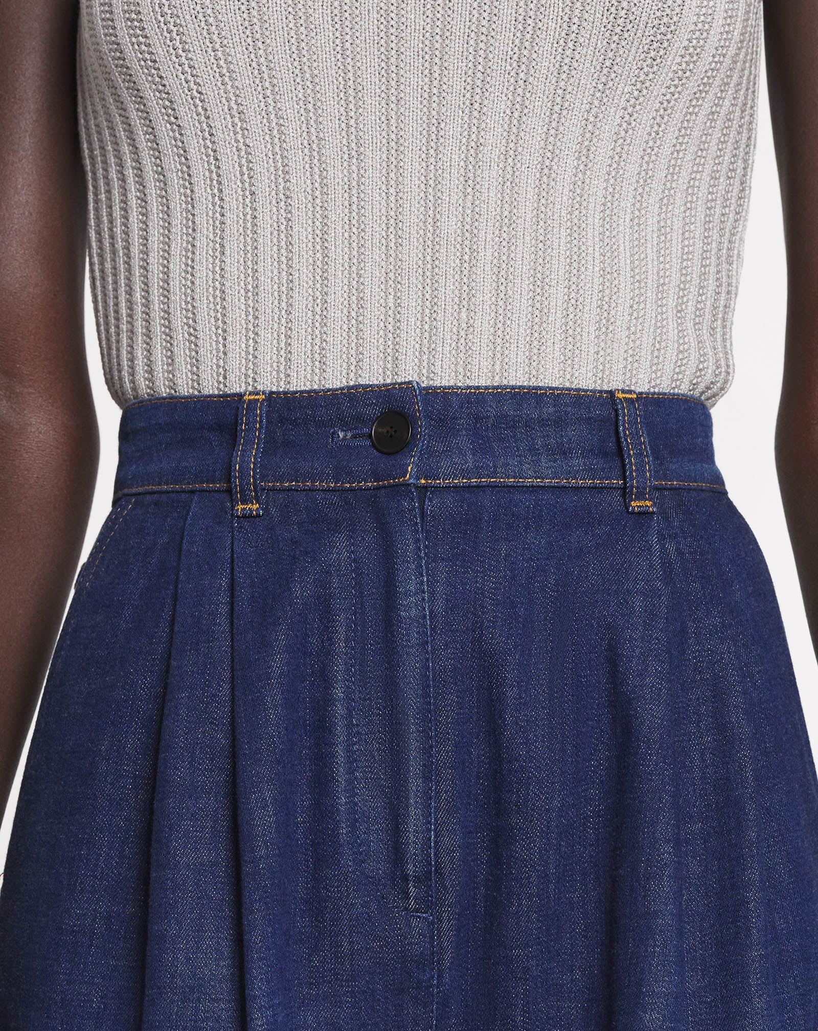 DARTED DENIM PANTS