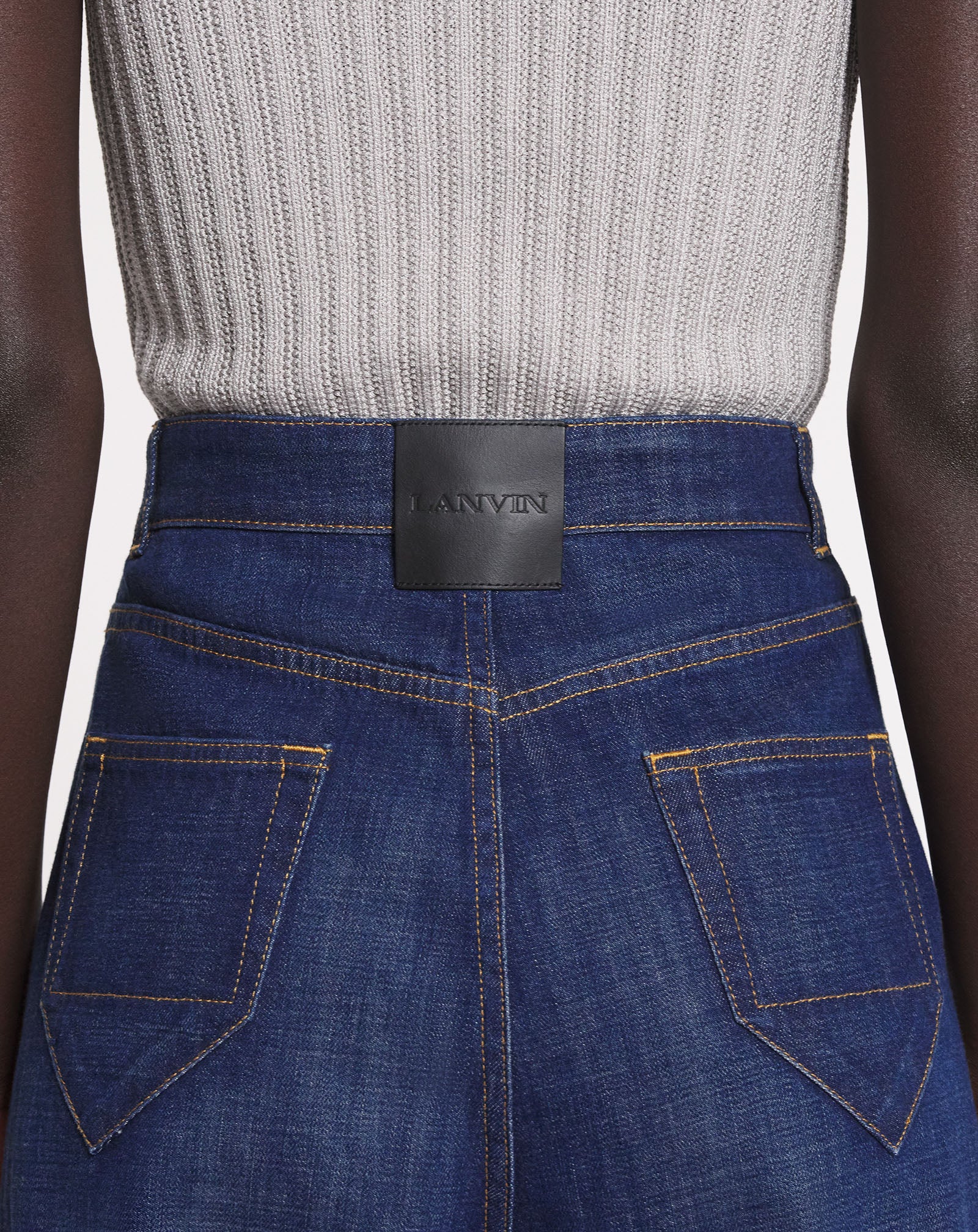DARTED DENIM PANTS