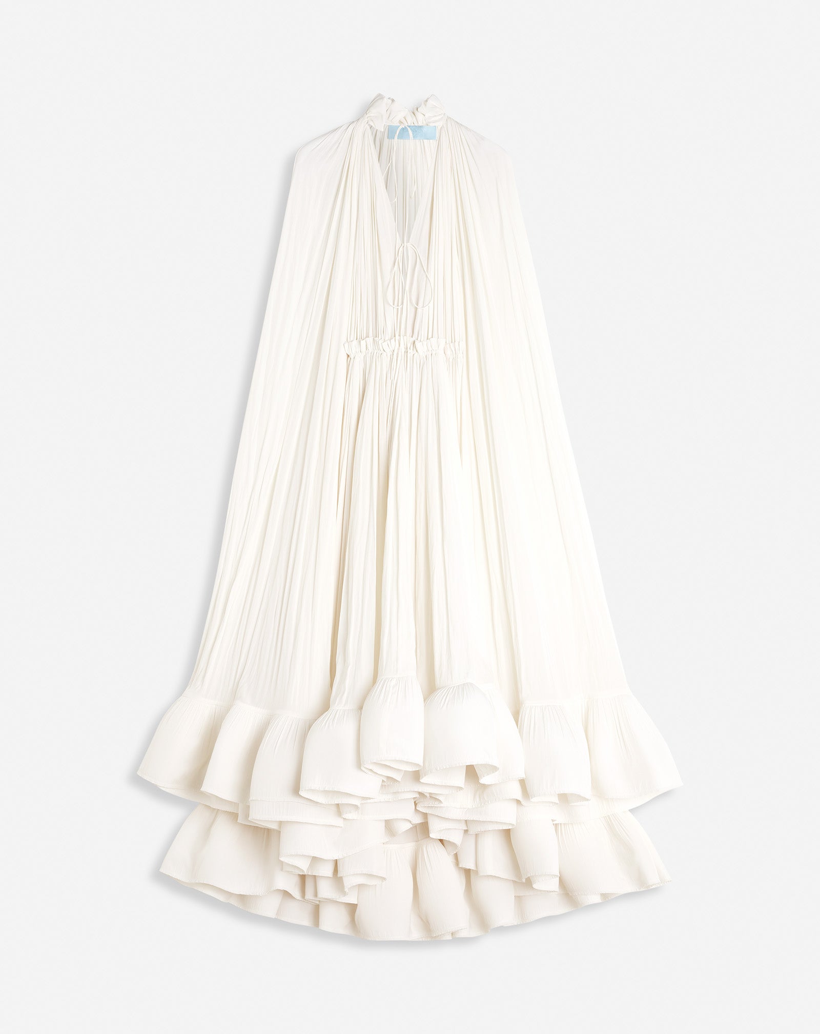 Lanvin - Long Charmeuse Ruffle Dress For Women - Off White - Size 42 Lanvin - Long Charmeuse Ruffle Dress For Women - Off White - Size 42