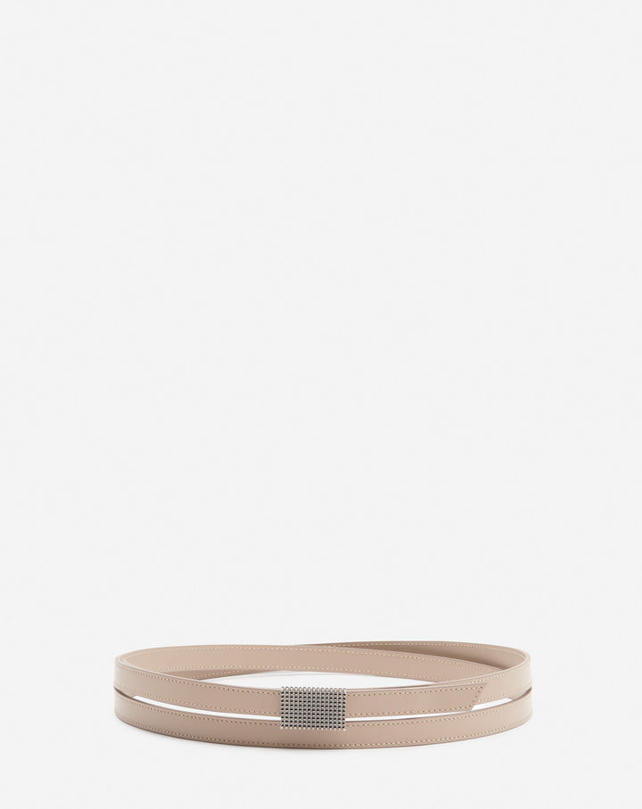 DOUBLE CONCERTO LEATHER BELT, TAUPE