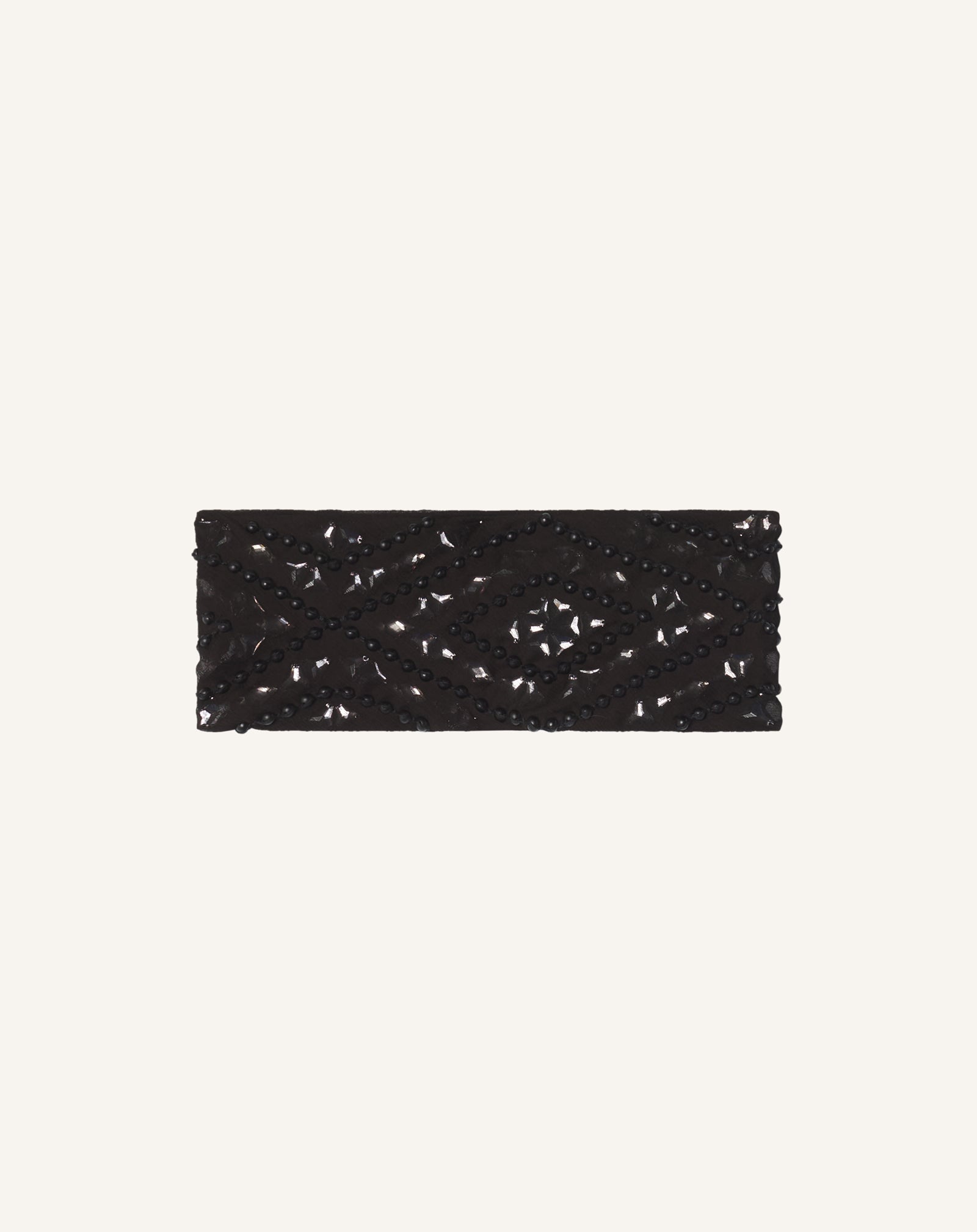 BLACK EMBROIDERED HEADBAND