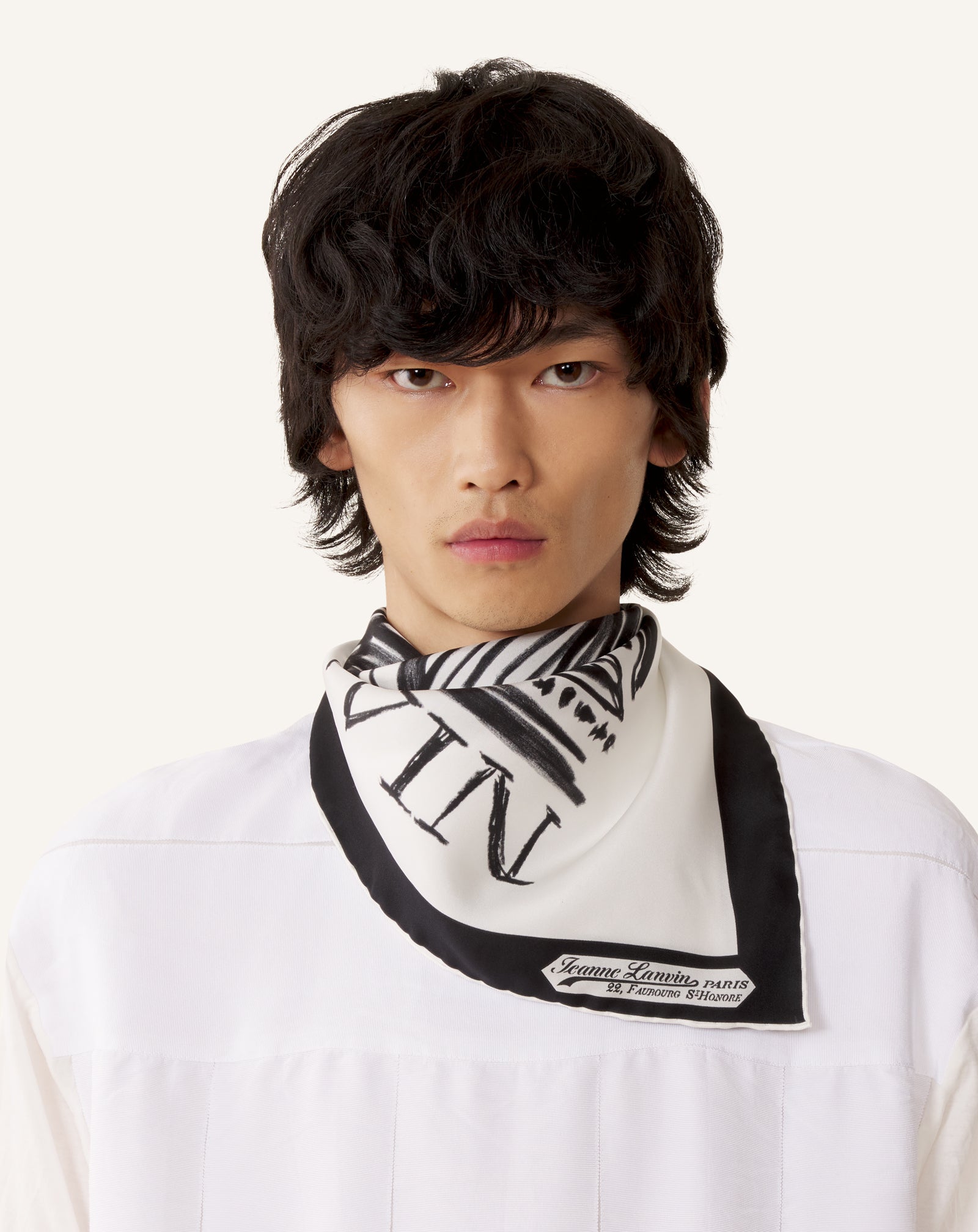 White Mother & Child Printed Silk Scarf | Lanvin