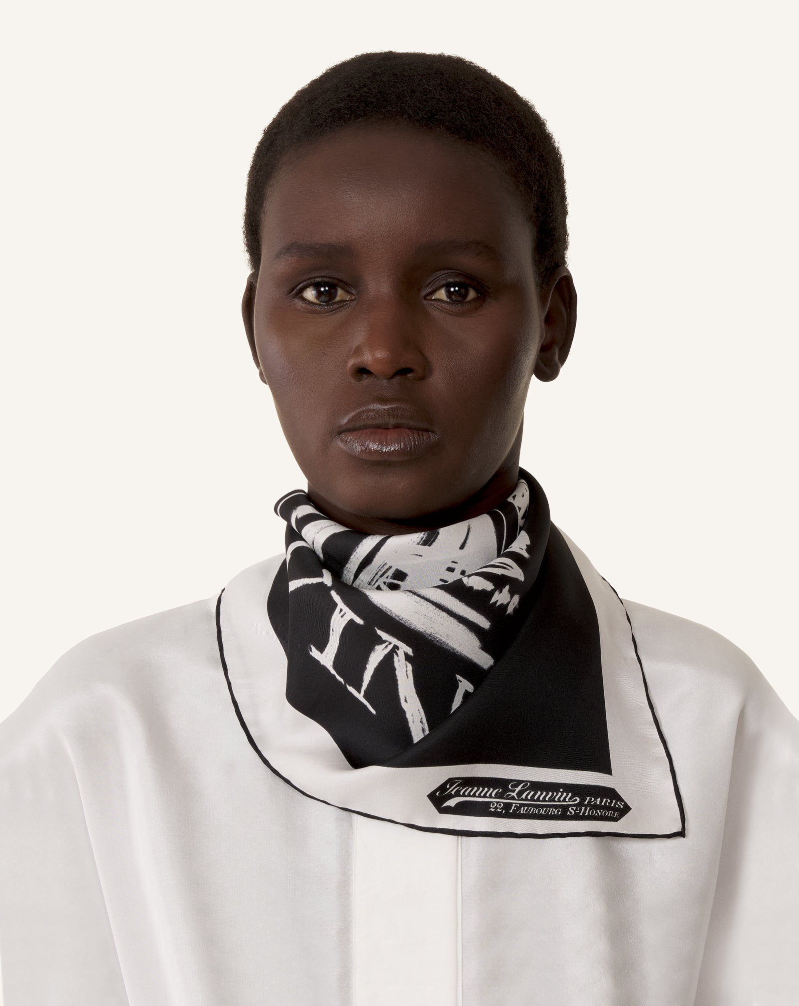 Grey Mother & Child Printed Silk Scarf | Lanvin