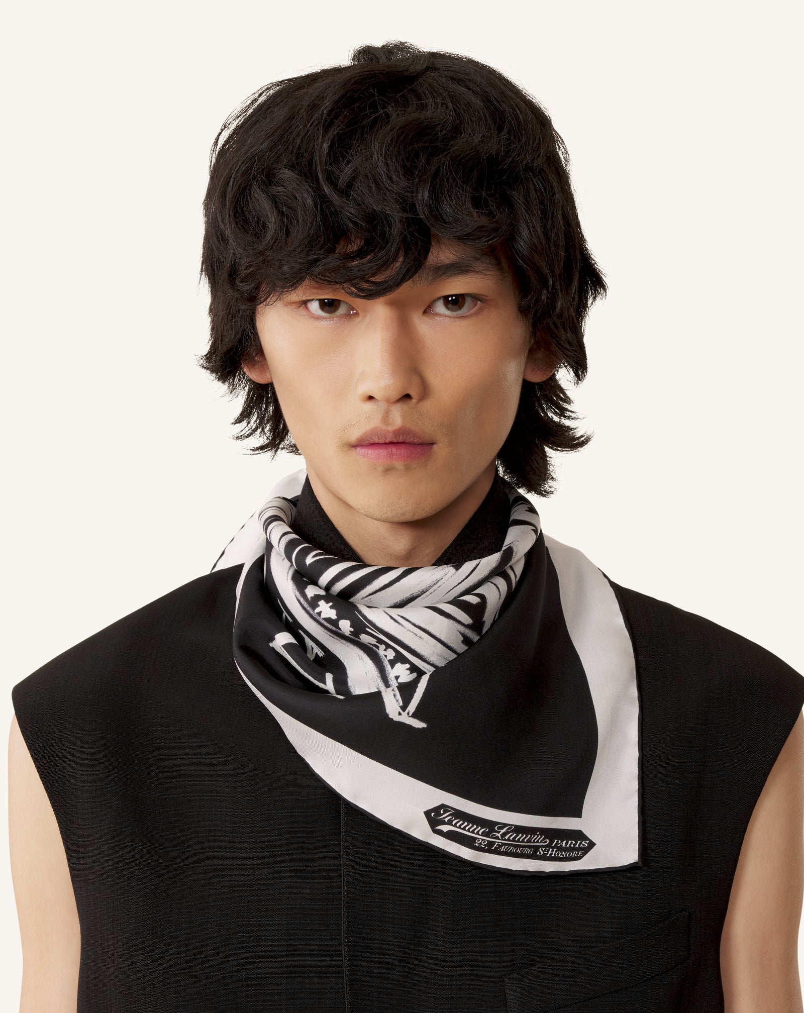 Grey Mother & Child Printed Silk Scarf | Lanvin