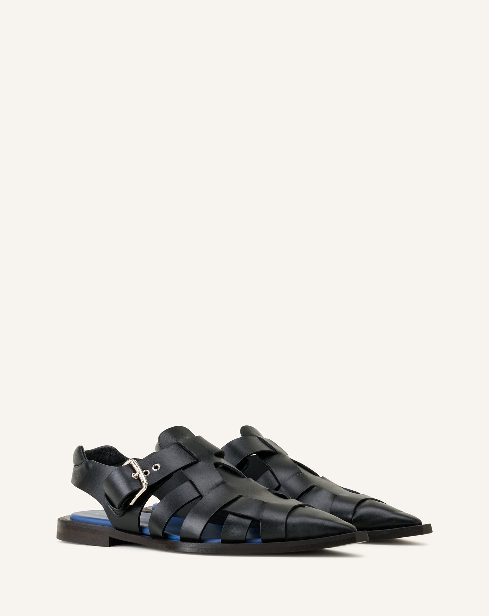 Black Pointed-toe Leather Sandals | Lanvin