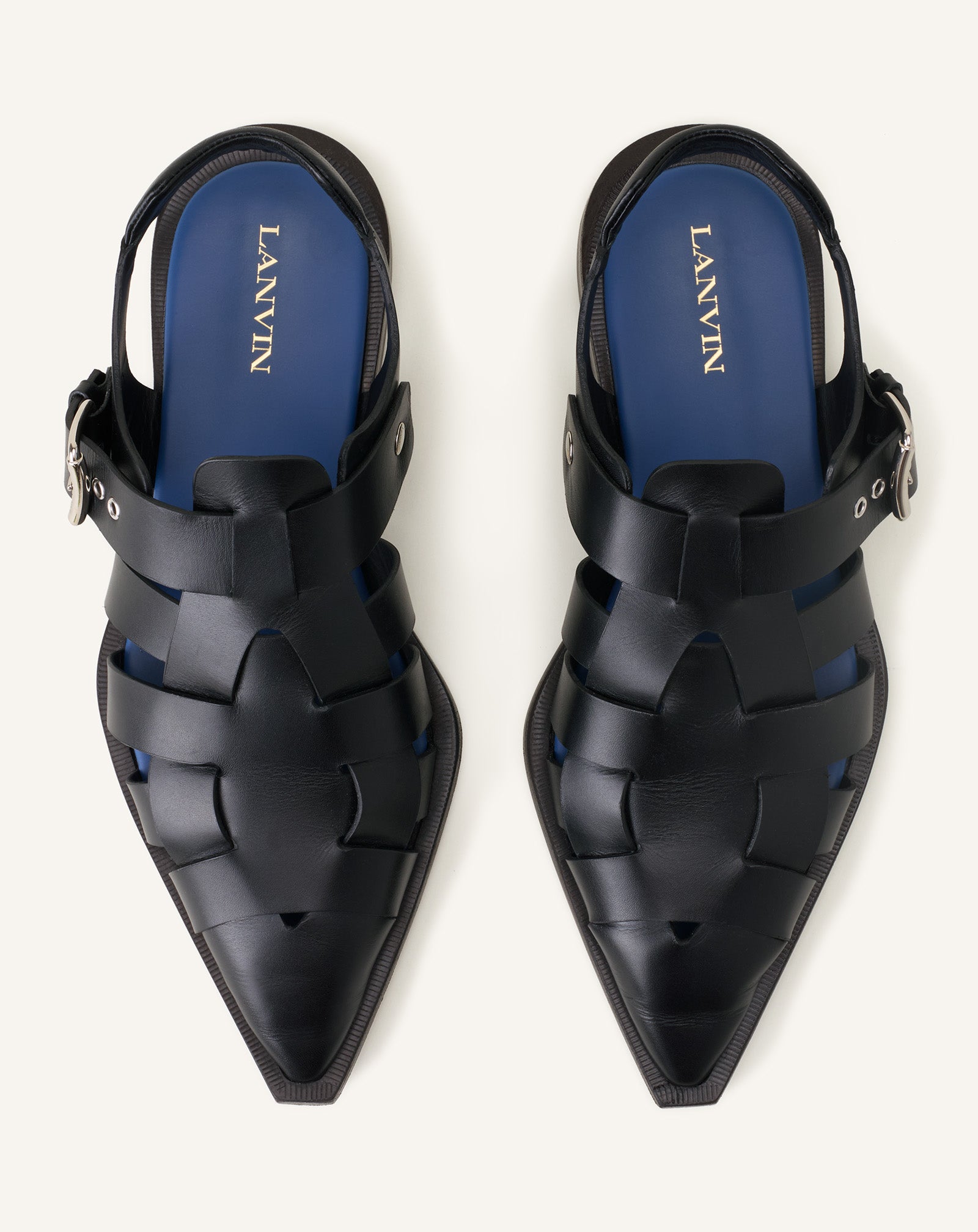 POINTED-TOE LEATHER SANDALS