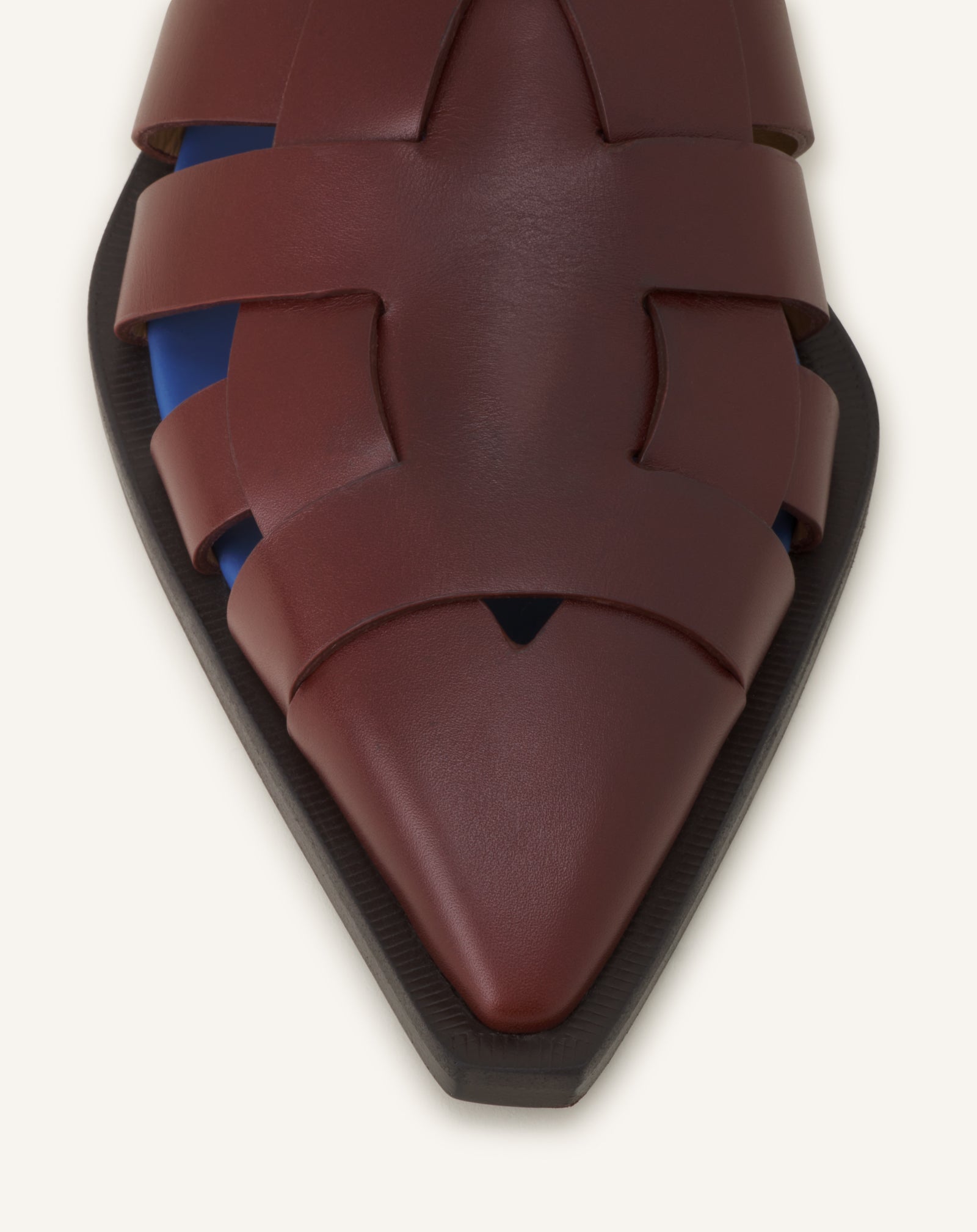 BROWN POINTED-TOE LEATHER SANDALS