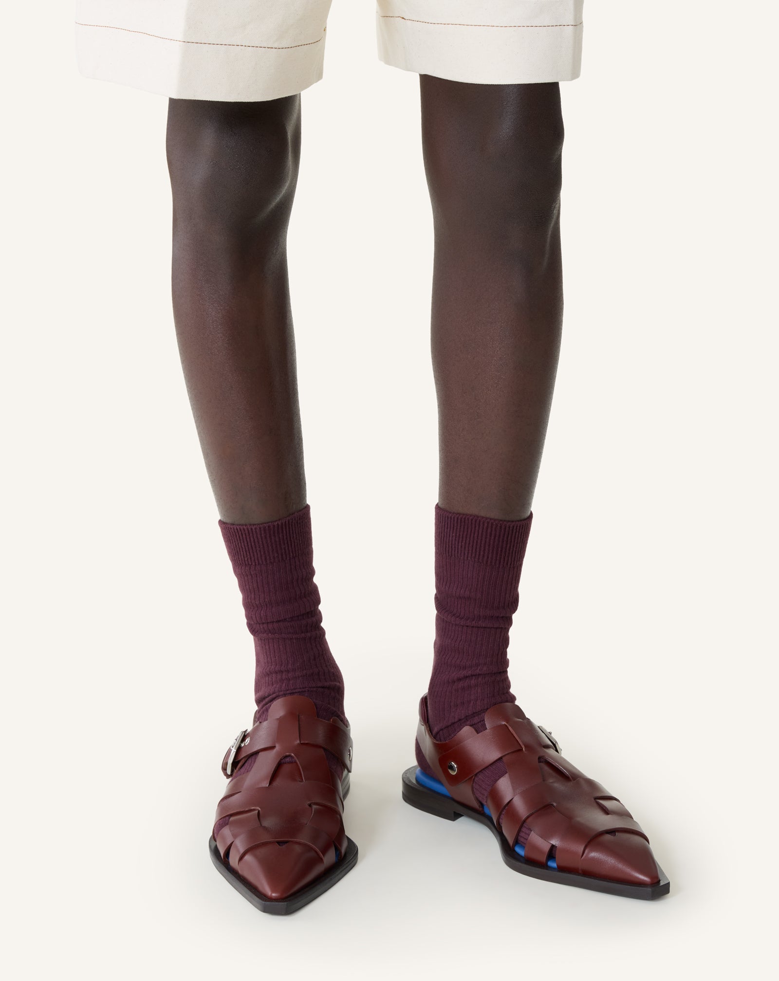 Sandale À Bout Pointu En Cuir Brown | Lanvin