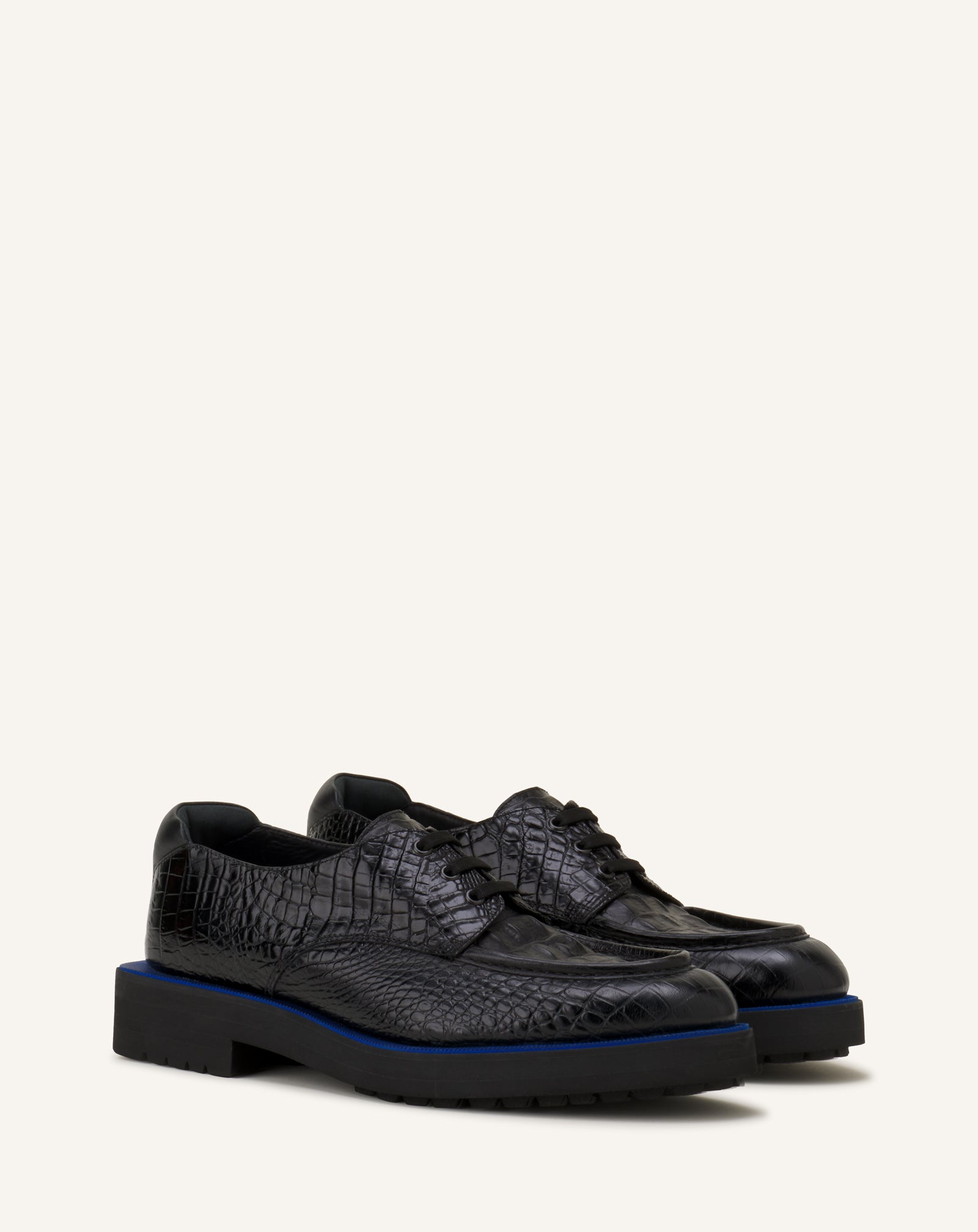 DERBY SHOES IN CROCODILE-EMBOSSED LEATHER