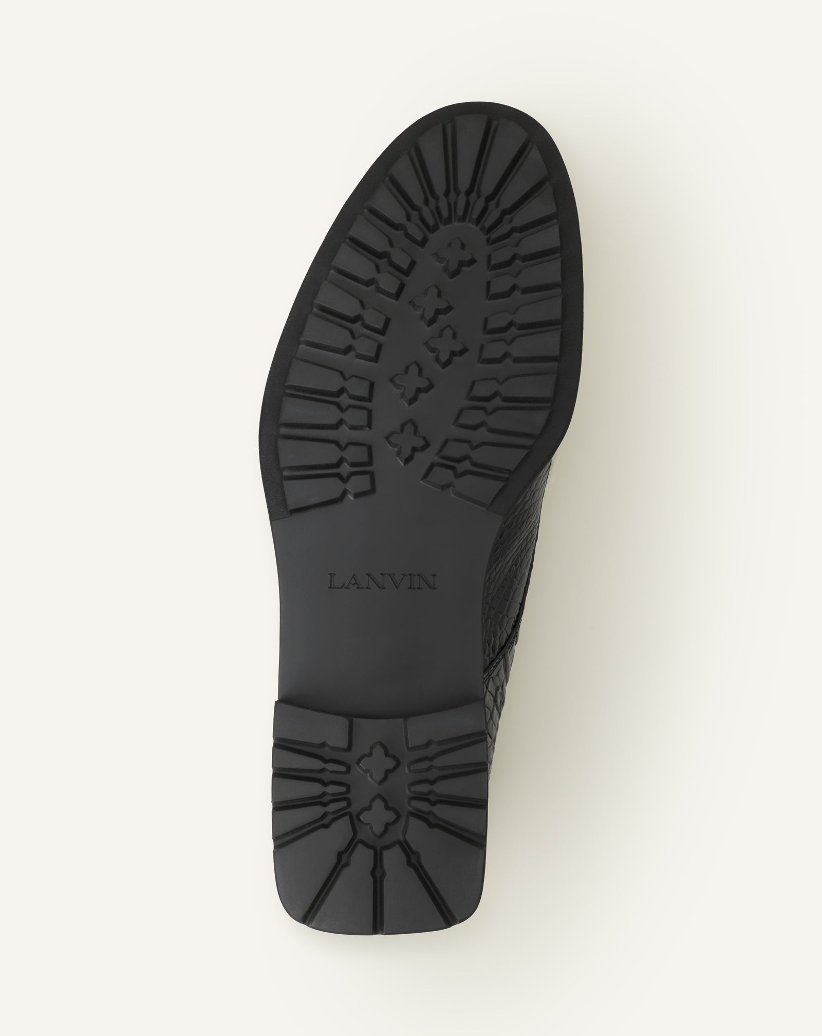 BLACK DERBY SHOES IN CROCODILE-EMBOSSED LEATHER