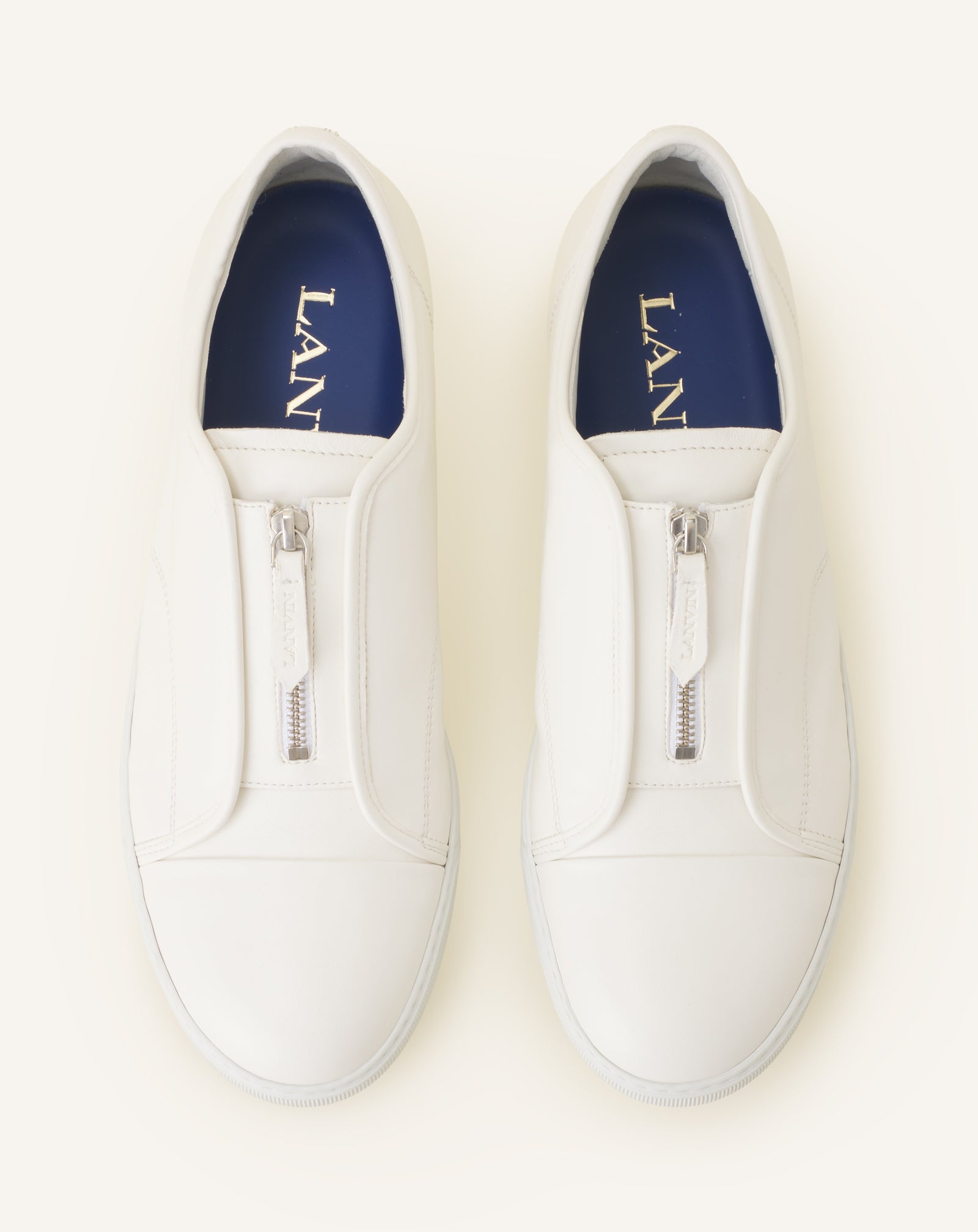 White Dbb1 Zip Sneakers In Leather | Lanvin