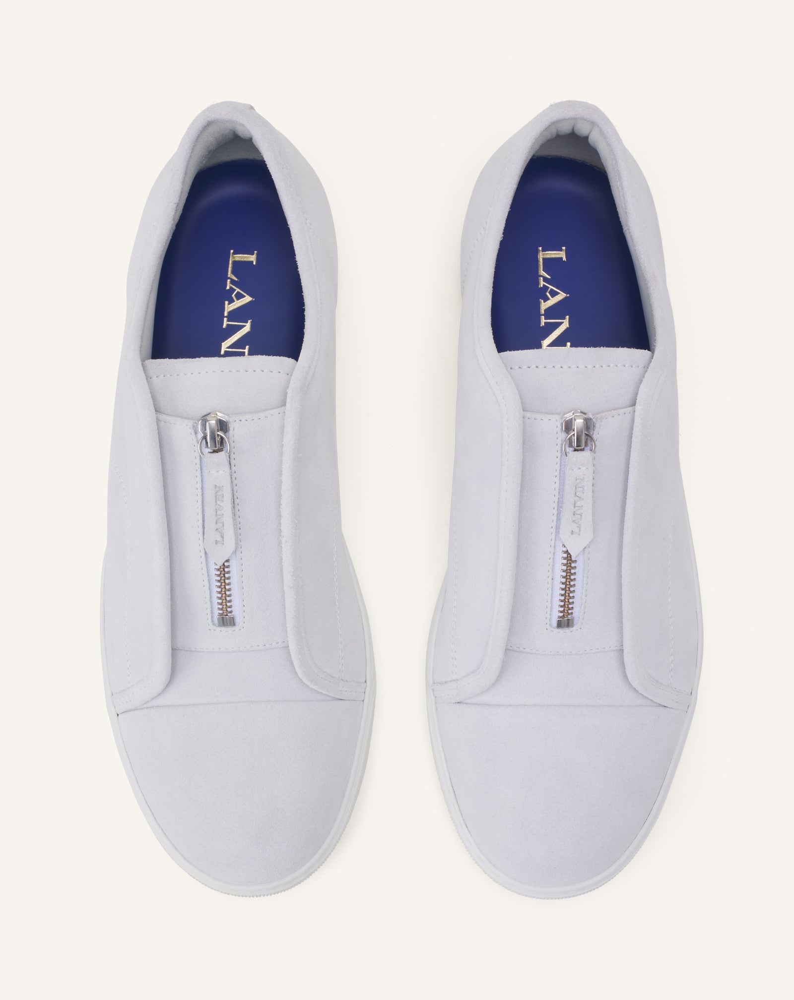 White Dbb1 Zip Sneakers In Suede | Lanvin