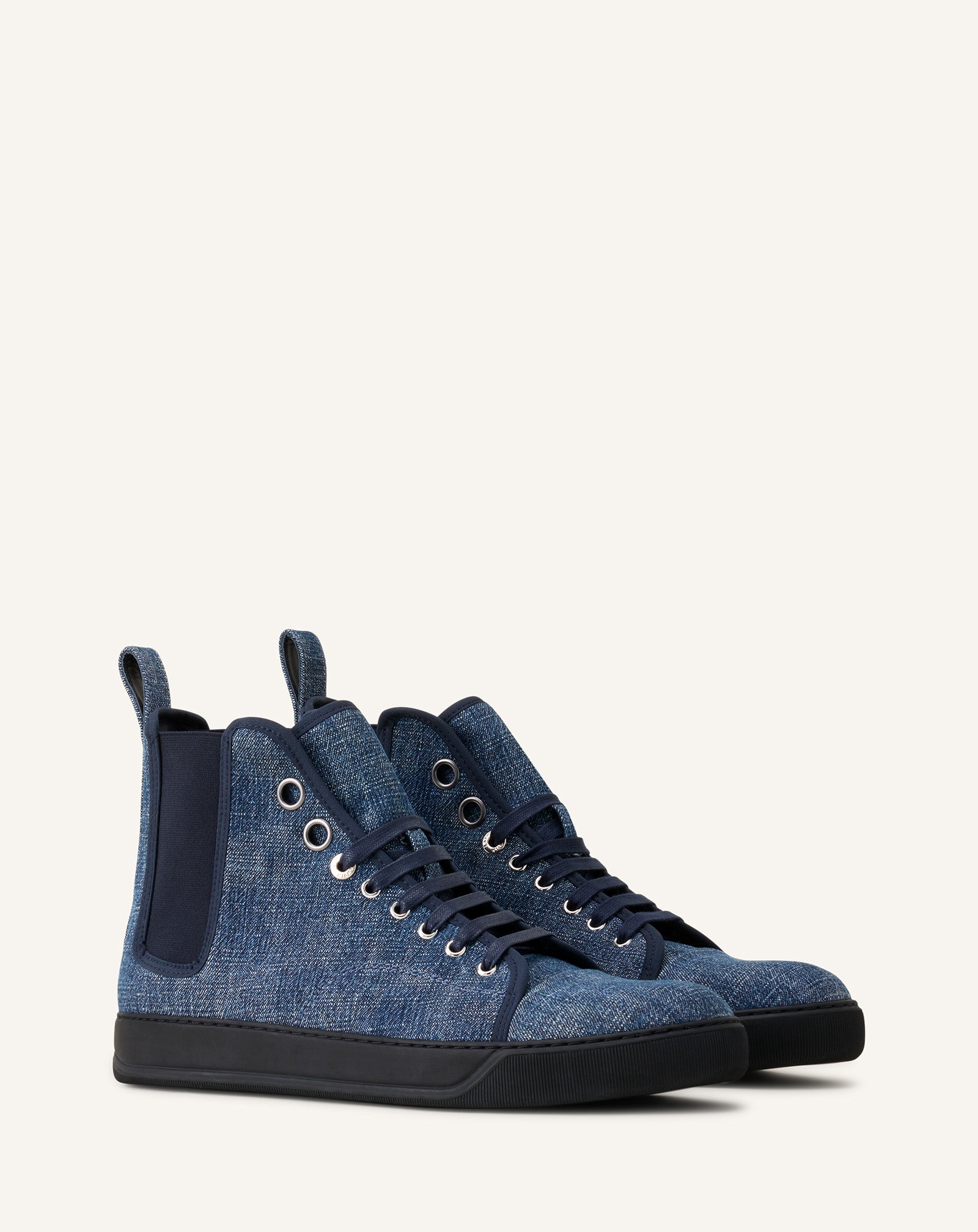 Navy blue designer sneakers for men | Lanvin