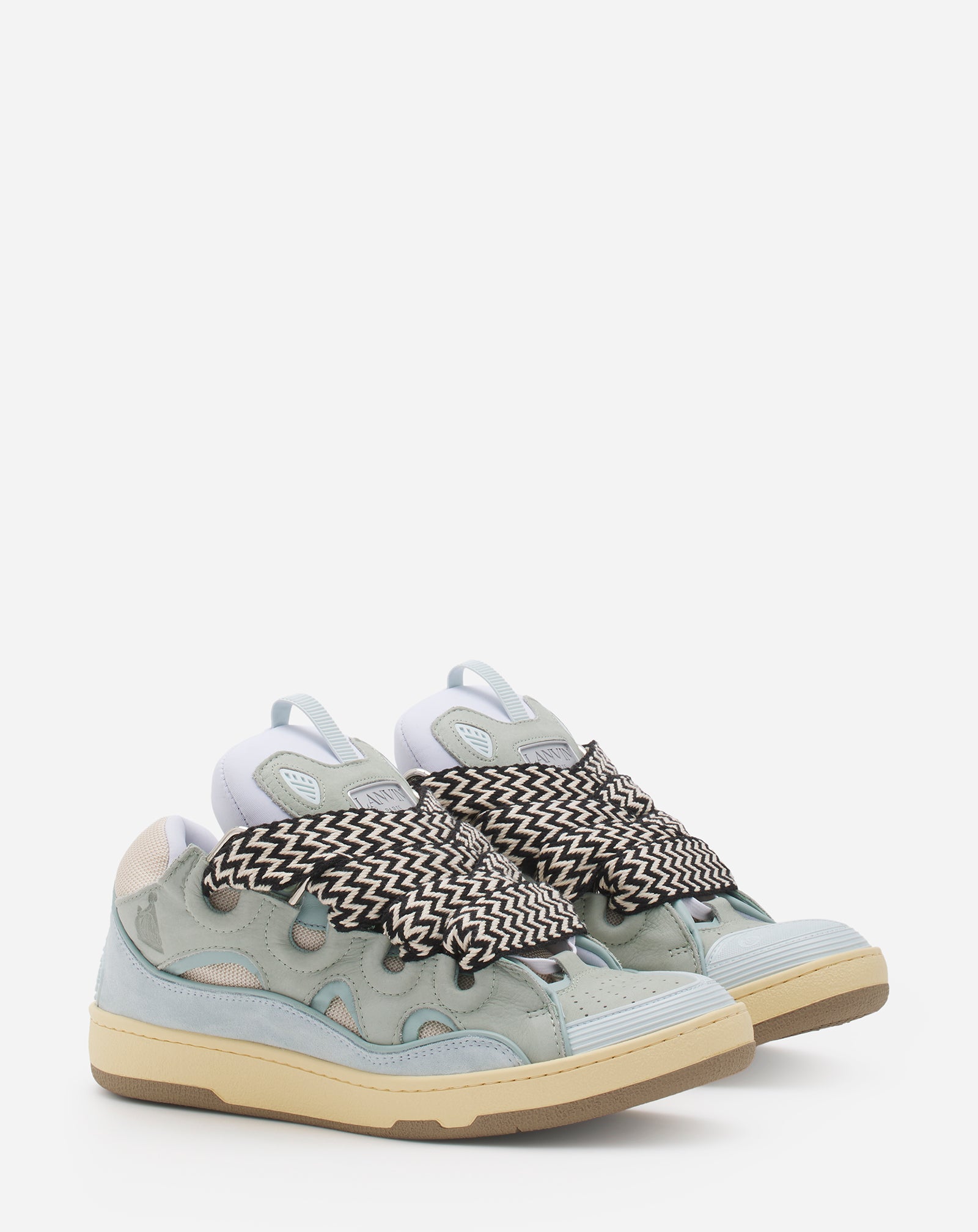 LEATHER CURB SNEAKERS LIGHT BLUE – LANVIN