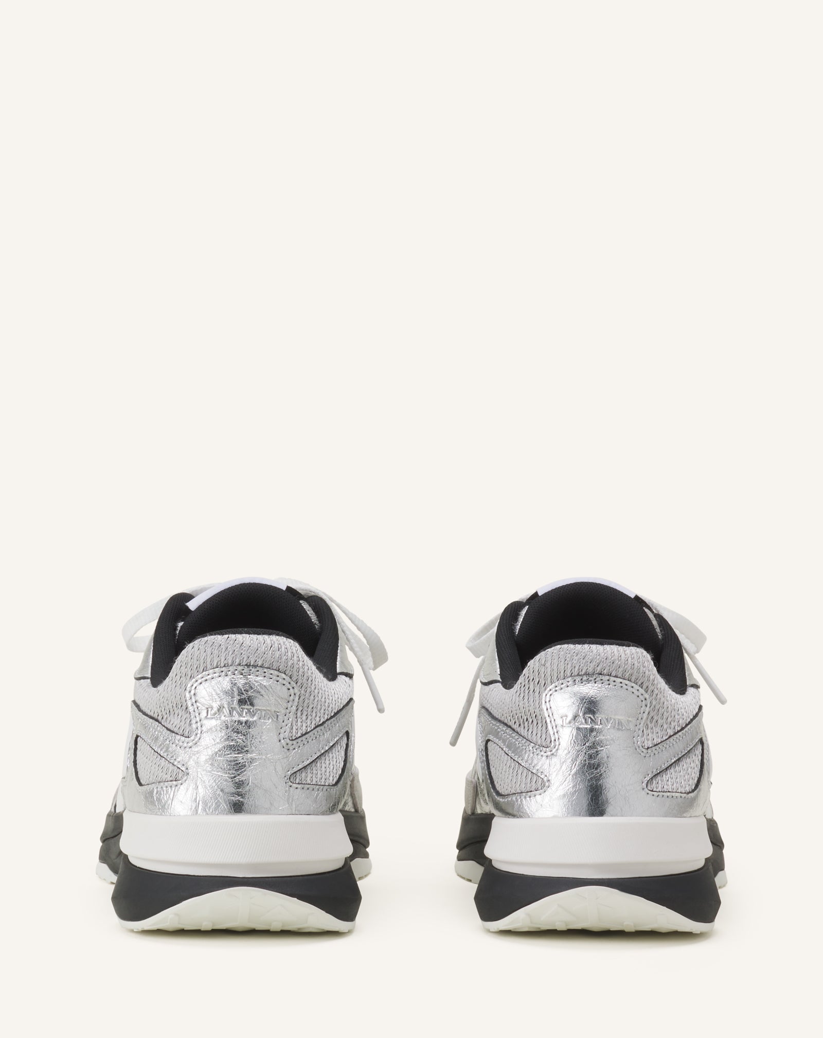 Sneakers Jla En Cuir Metallise Froisses Silver | Lanvin