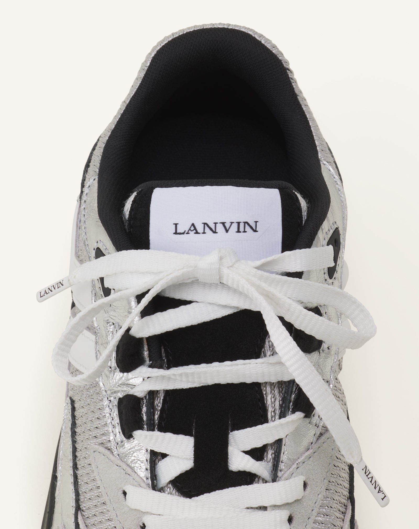 Silver Jla Sneakers In Crinkled Metallic Leather | Lanvin