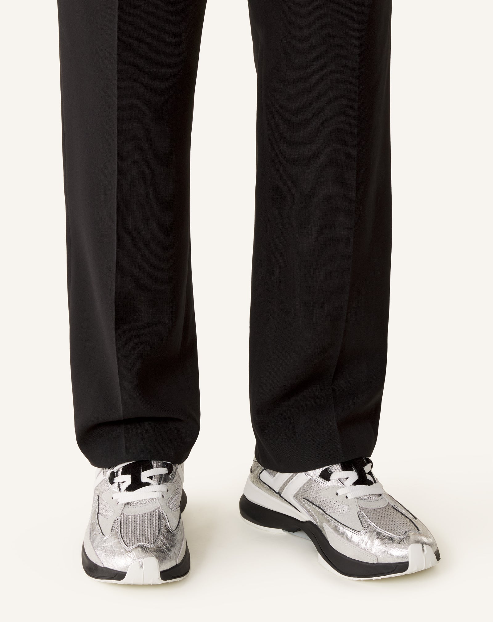 Sneakers Jla En Cuir Metallise Froisses Silver | Lanvin