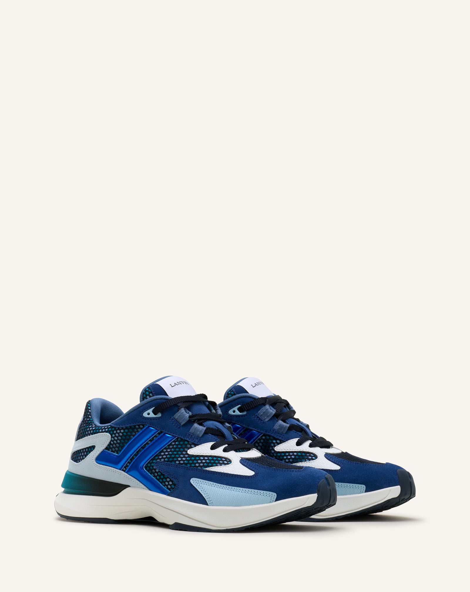 Navy blue designer sneakers for men | Lanvin