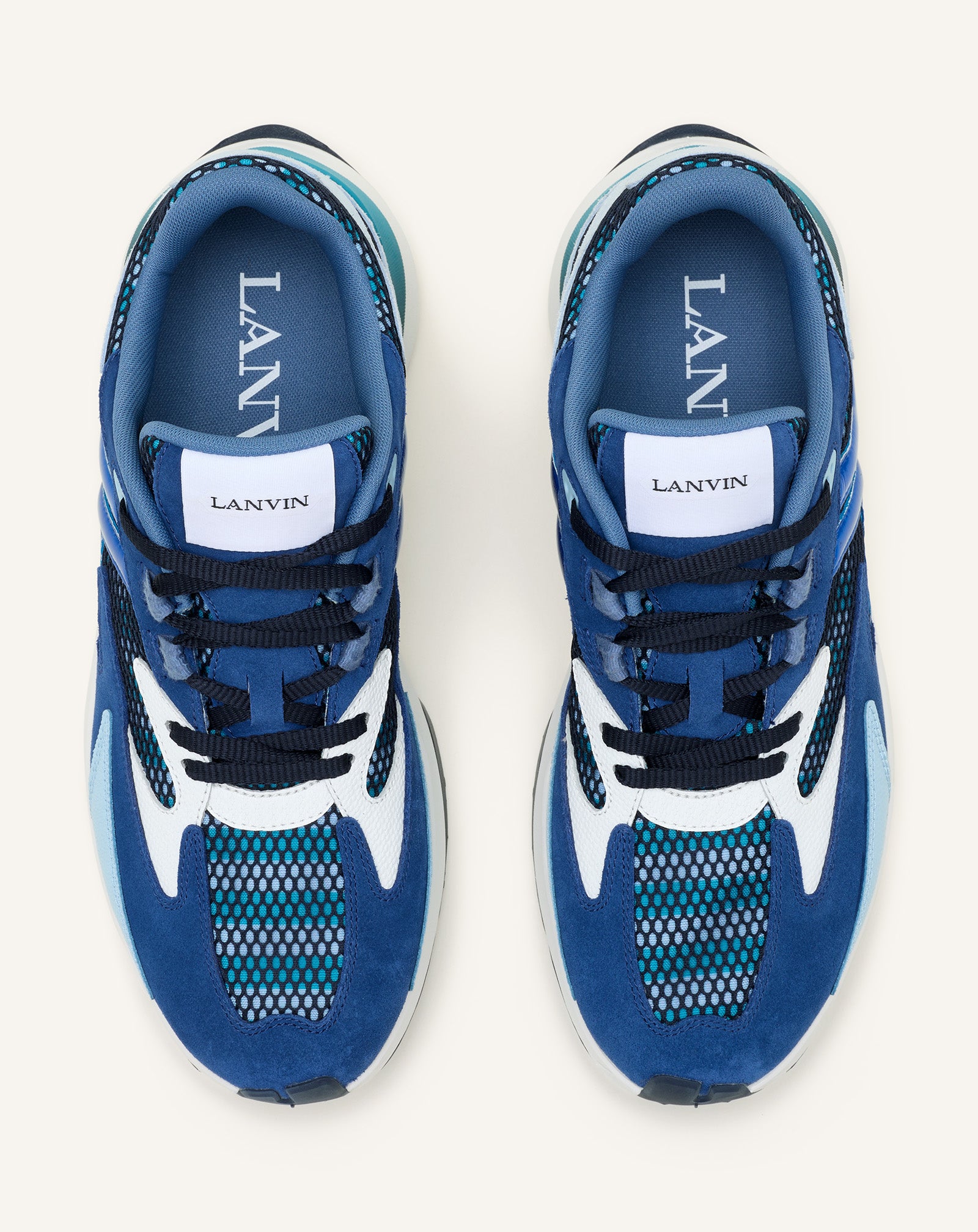 Sneakers Jla En Mesh Et Cuir Métallisé Blue | Lanvin
