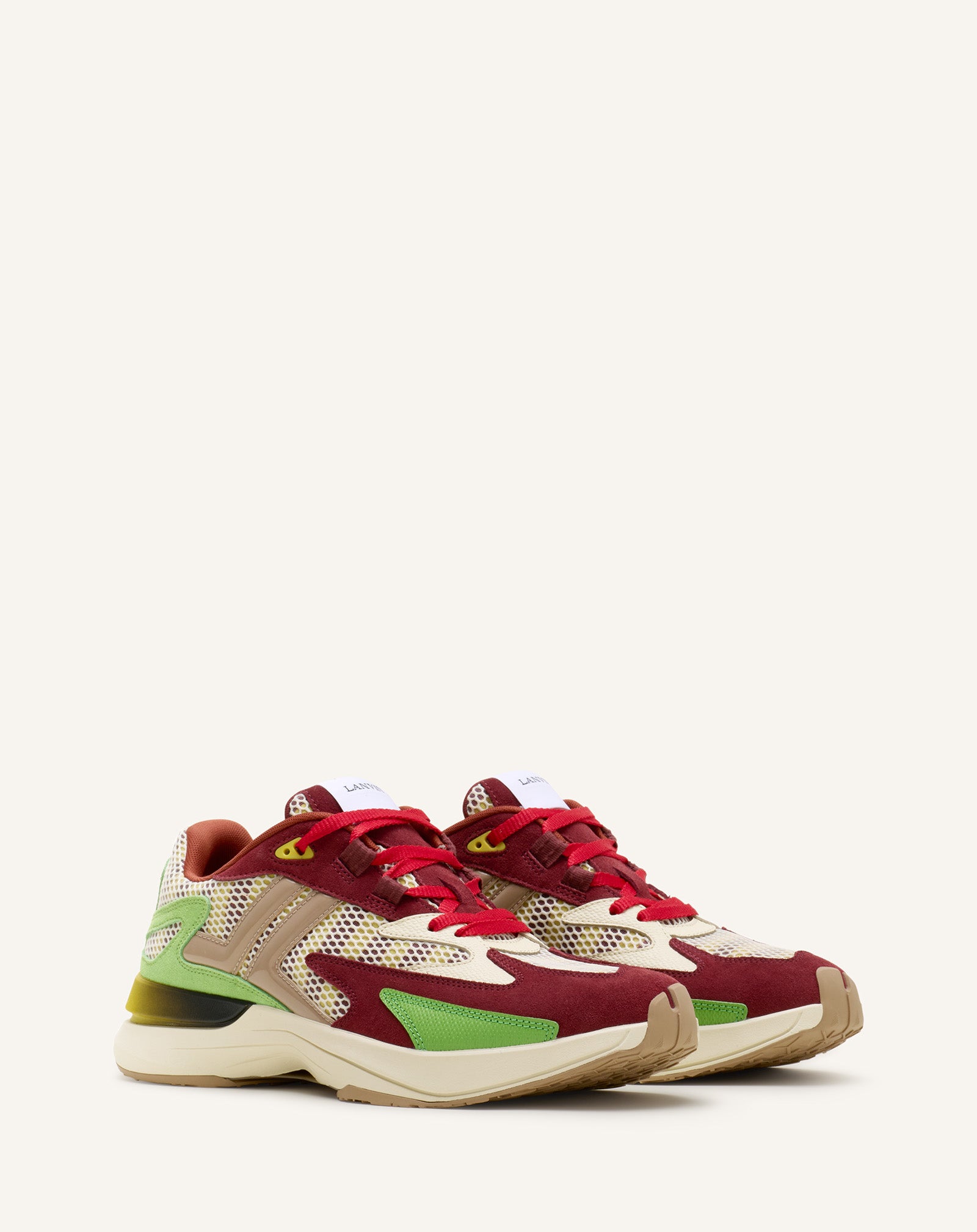 Sneakers Jla En Mesh Et Cuir Métallisé Red | Lanvin