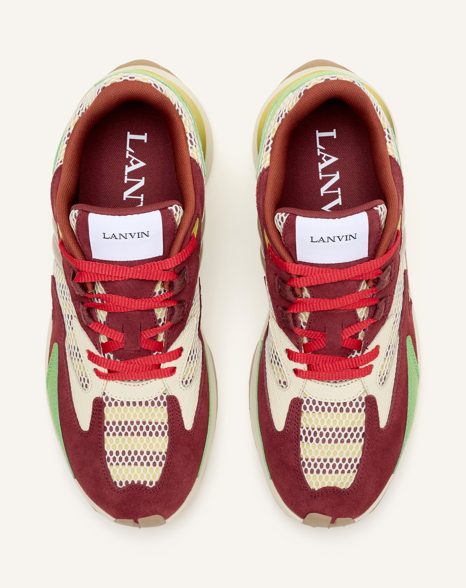 Sneakers Jla En Mesh Et Cuir Métallisé Red | Lanvin