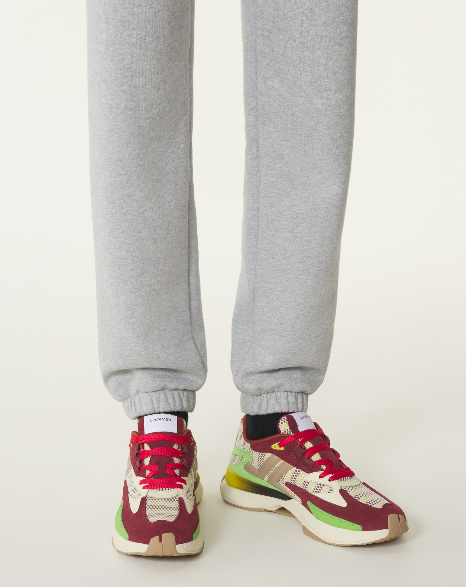 Sneakers Jla En Mesh Et Cuir Métallisé Red | Lanvin