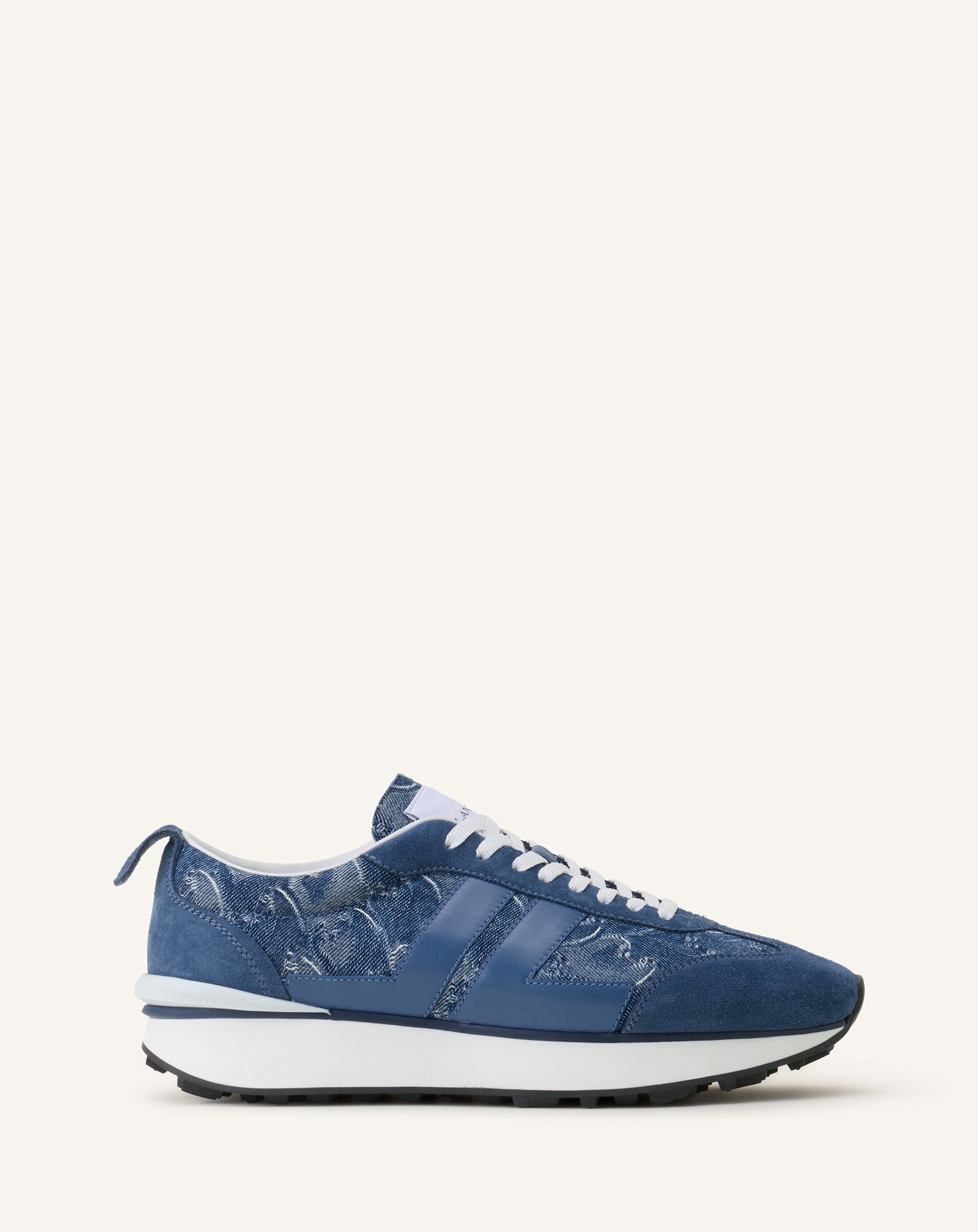 Navy blue designer sneakers for men | Lanvin