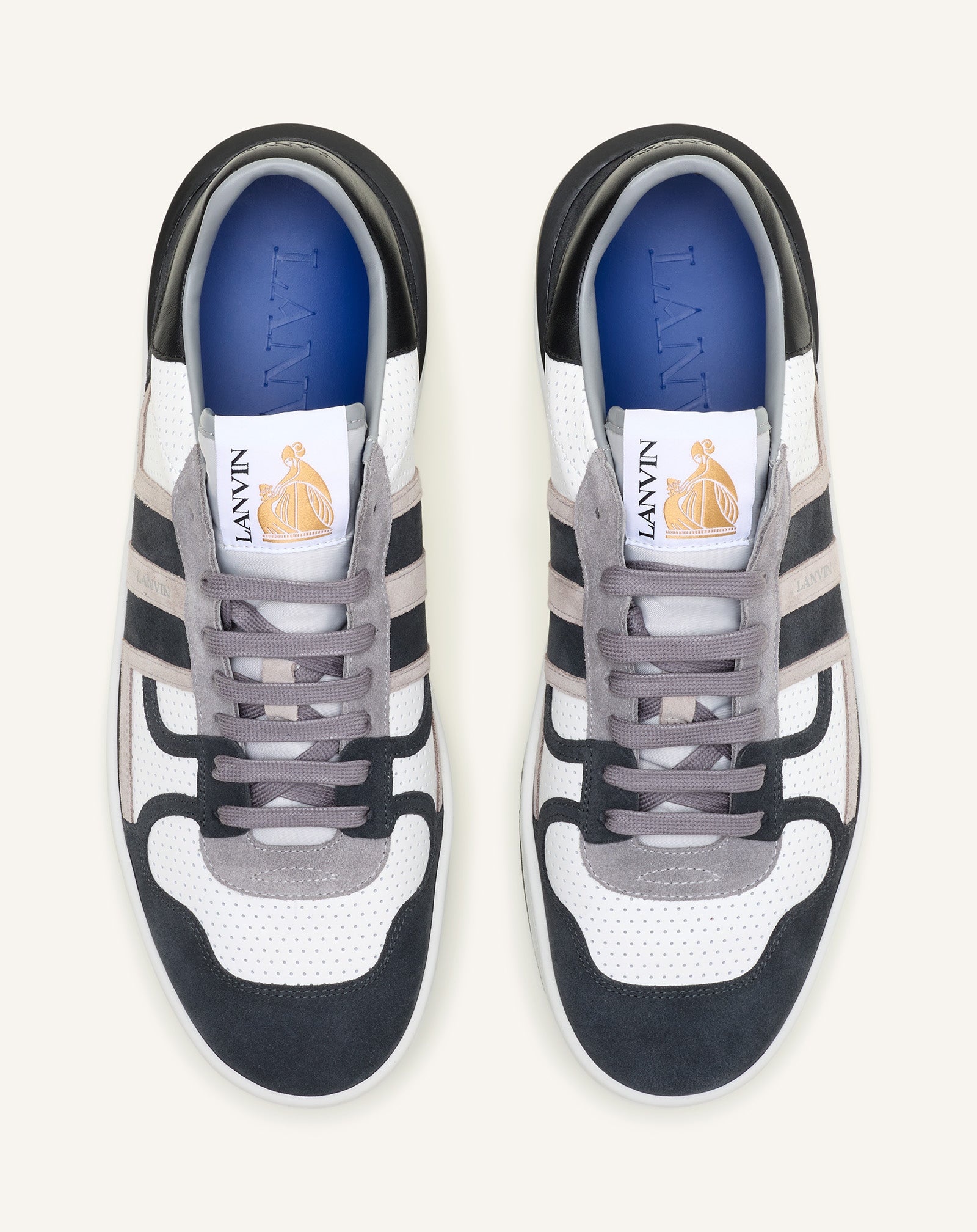 Black Clay Sneakers In Perforated Leather And Suede | Lanvin