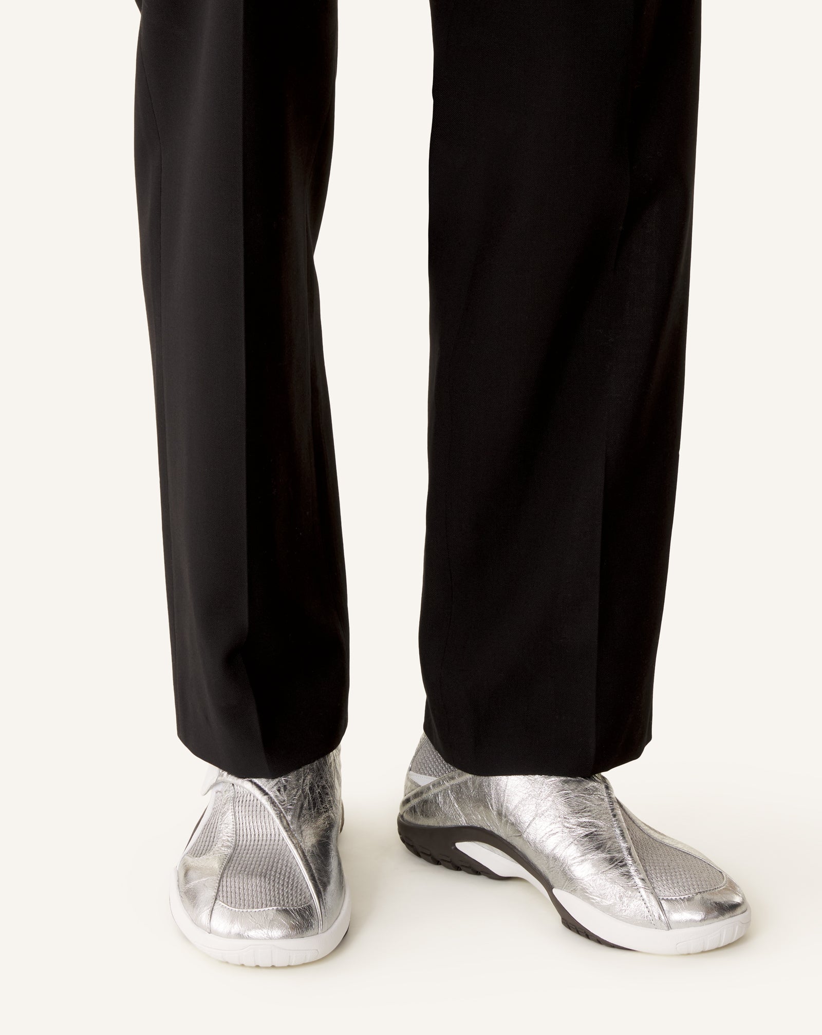 Lnv1 Sneakers In Crinkled Metallic Leather | Lanvin
