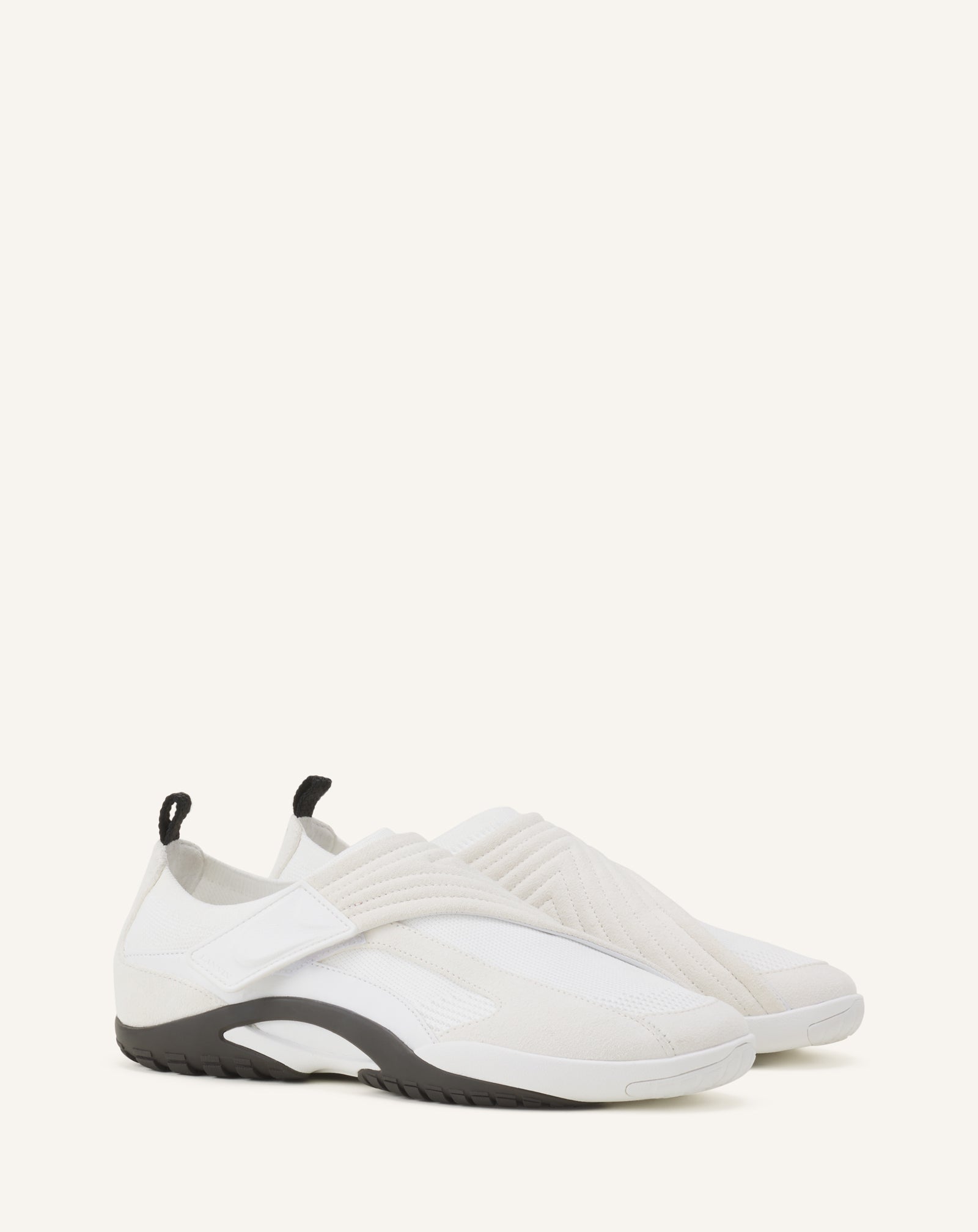 White Lnv1 Sneakers In Knit And Suede | Lanvin