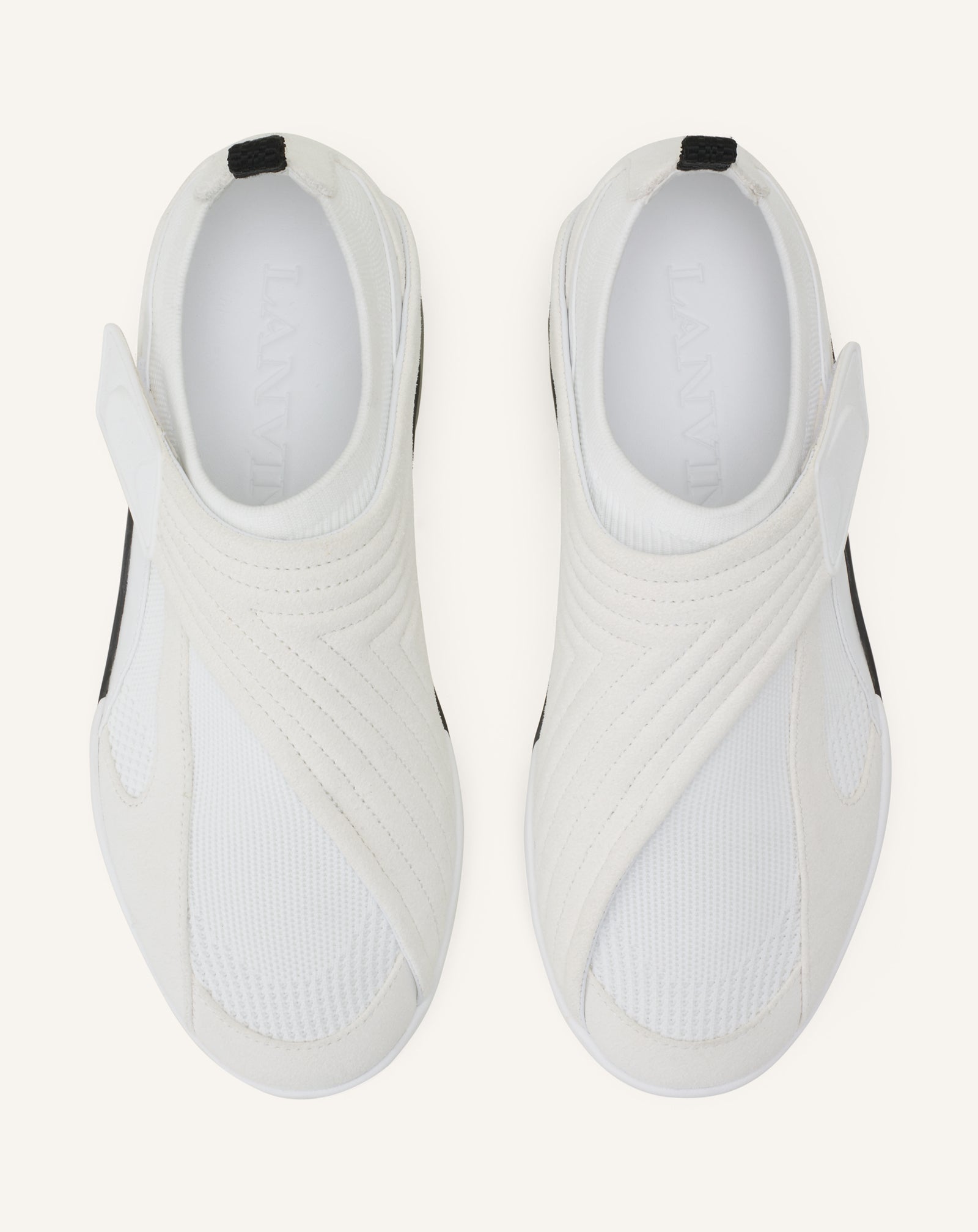 White Lnv1 Sneakers In Knit And Suede | Lanvin