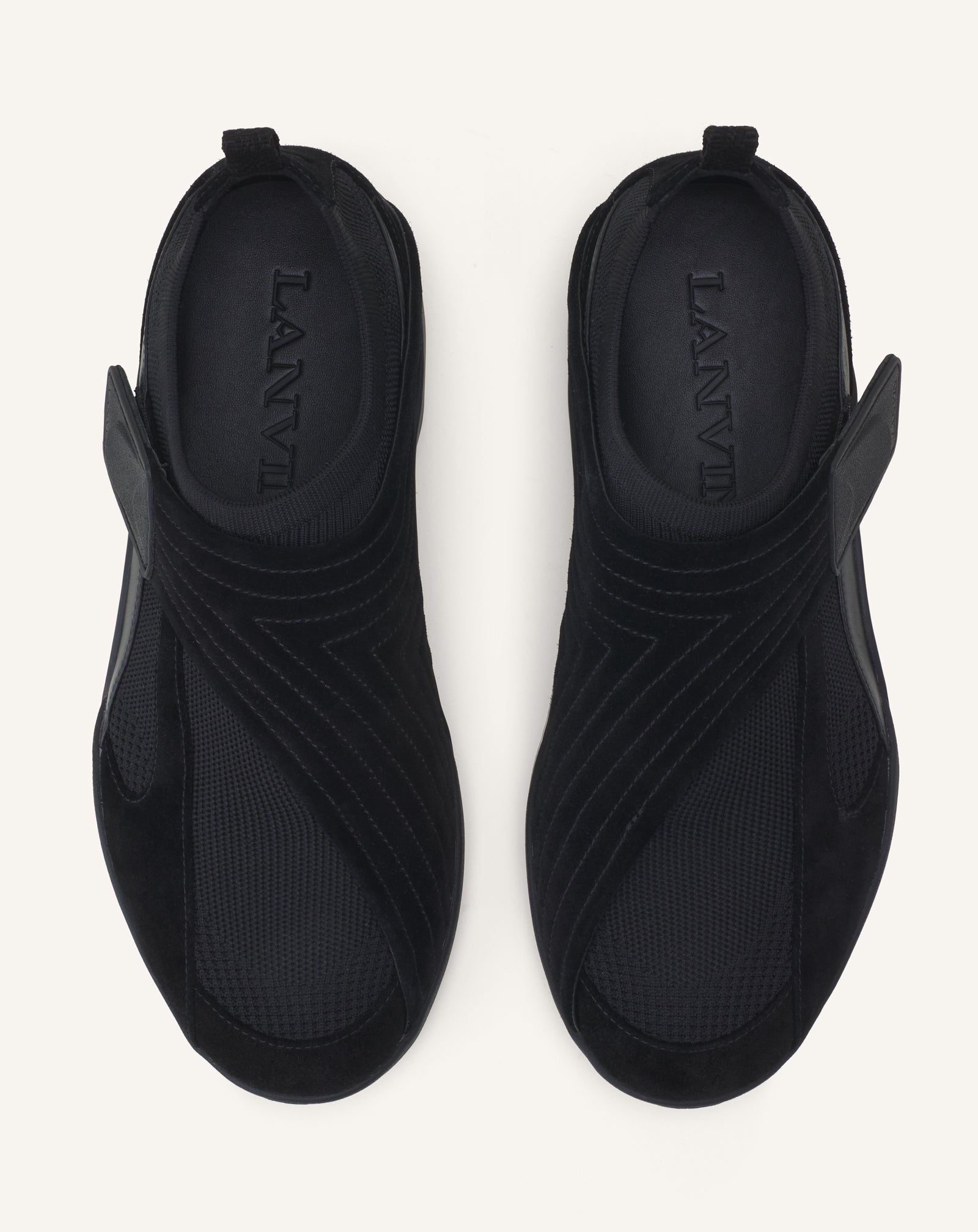 Black Lnv1 Sneakers In Knit And Suede | Lanvin