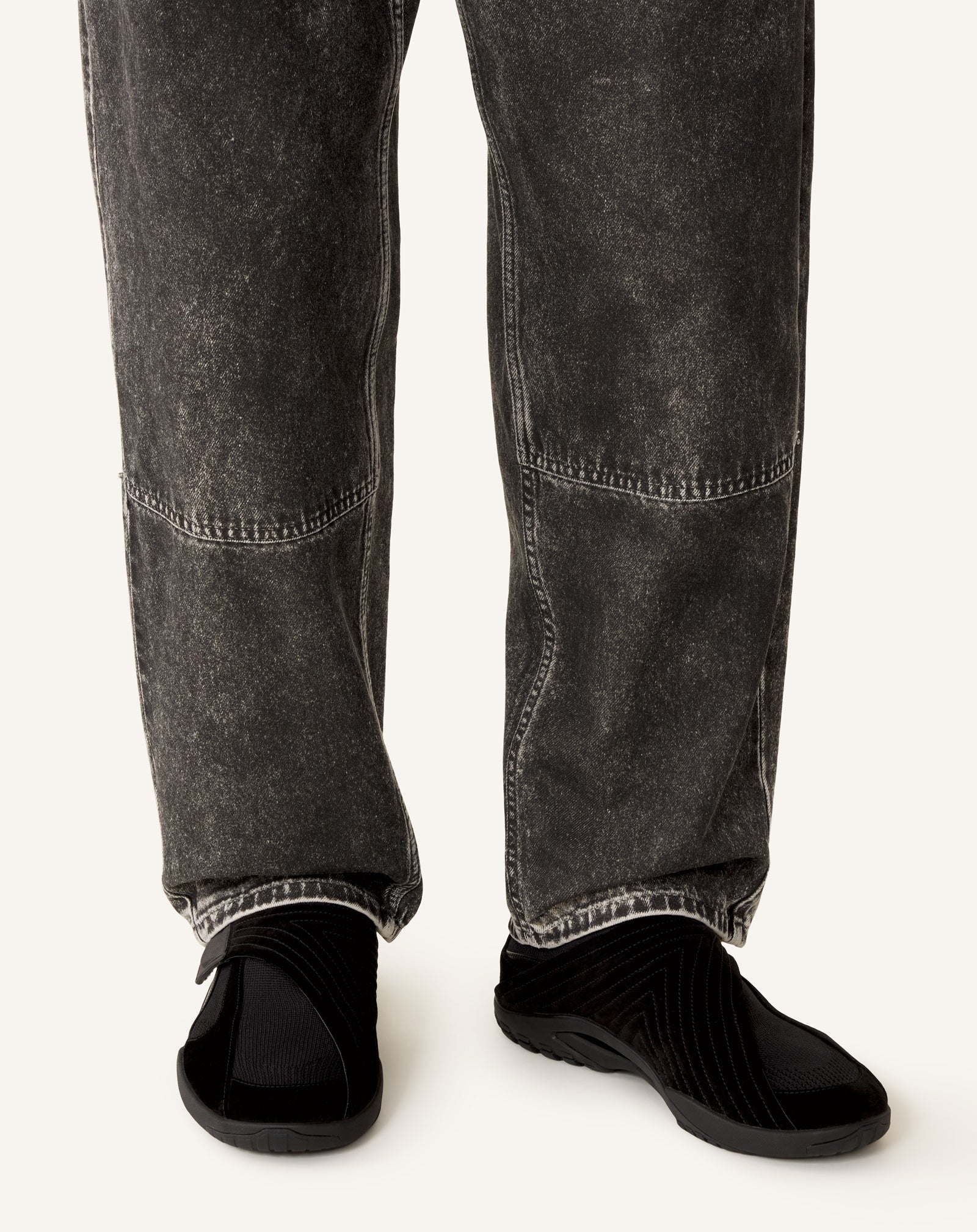 Black Lnv1 Sneakers In Knit And Suede | Lanvin