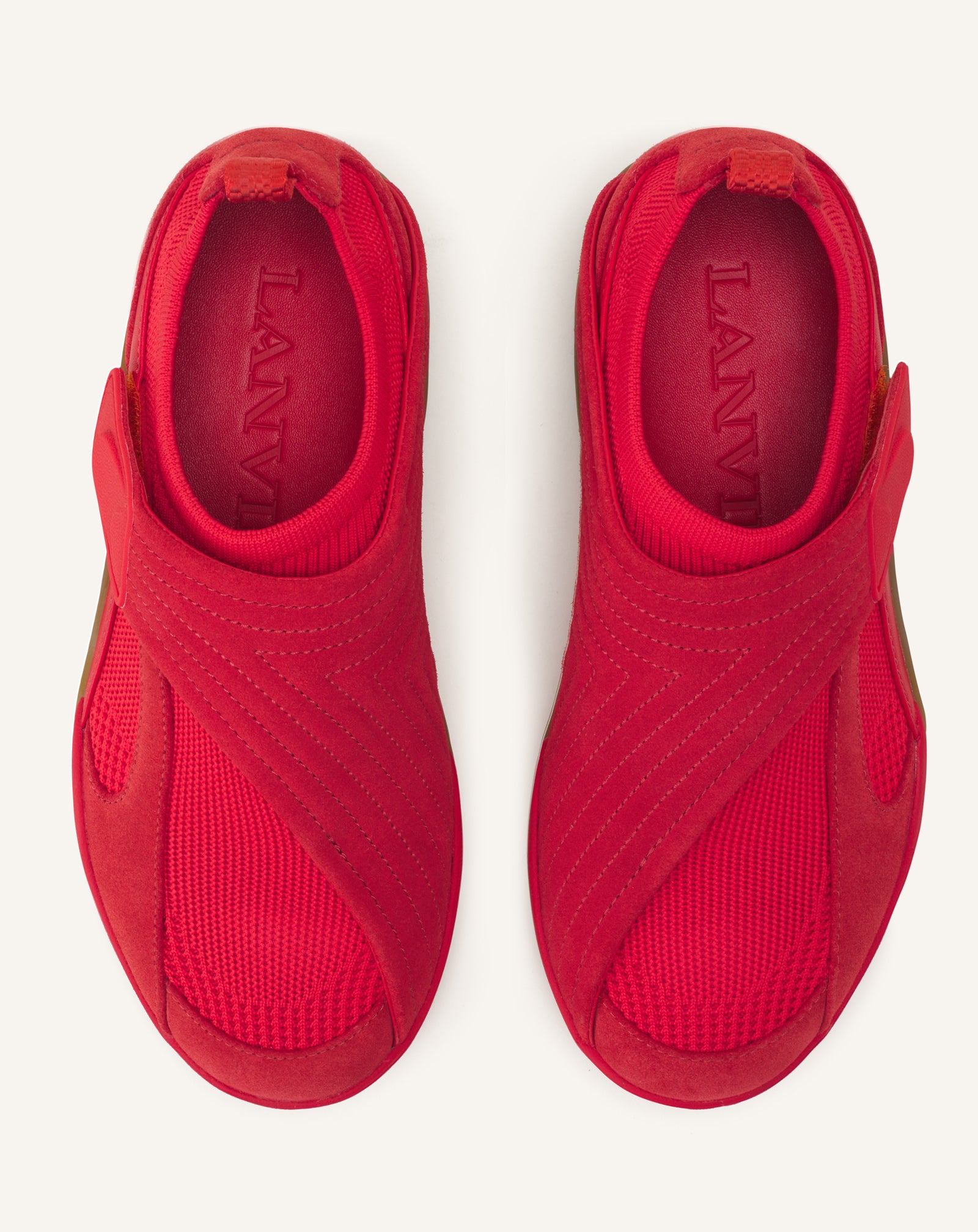 Sneaker Lnv1 En Suede Tricote Red | Lanvin