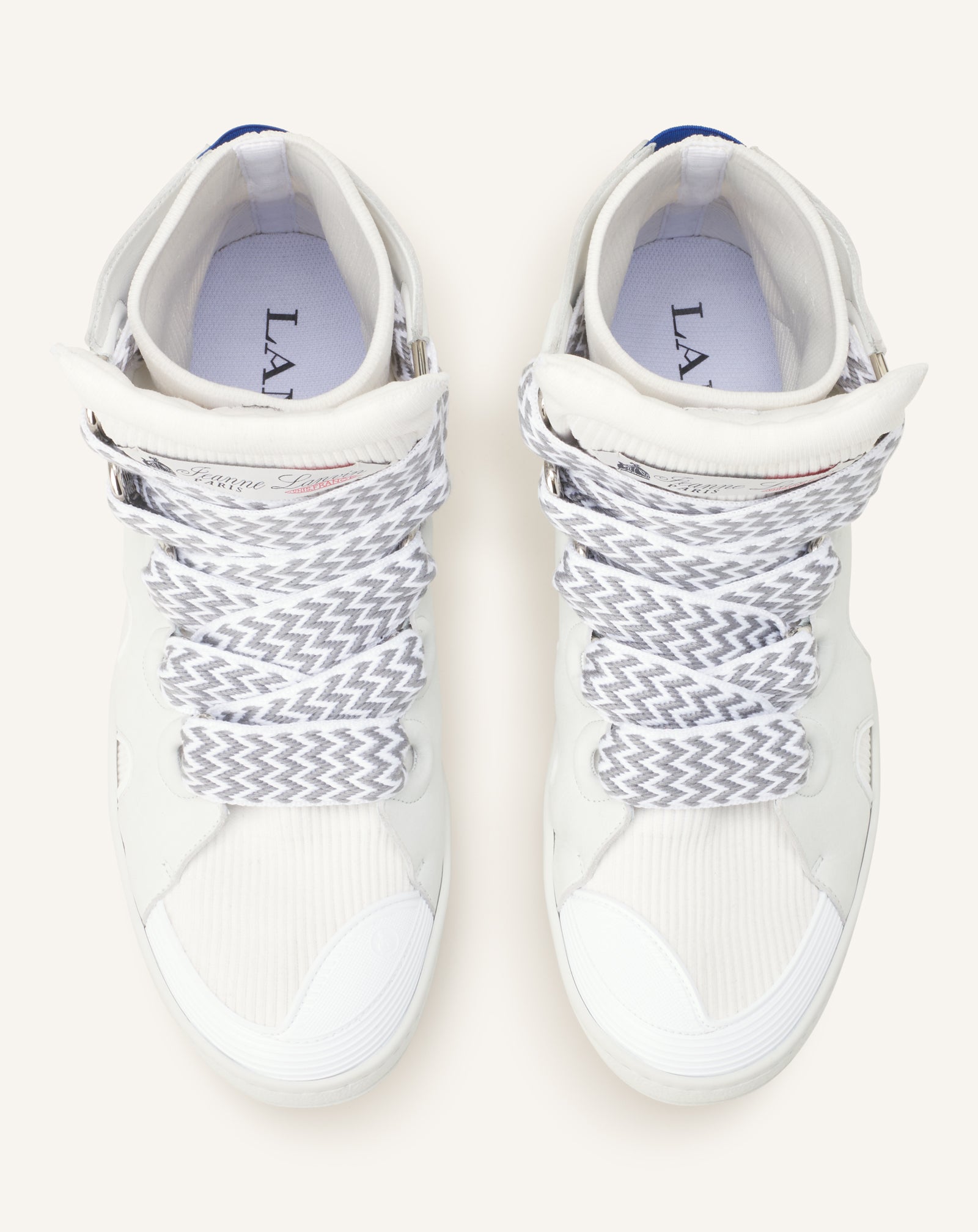 WHITE HIGH TOP CURB SNEAKERS IN KNIT
