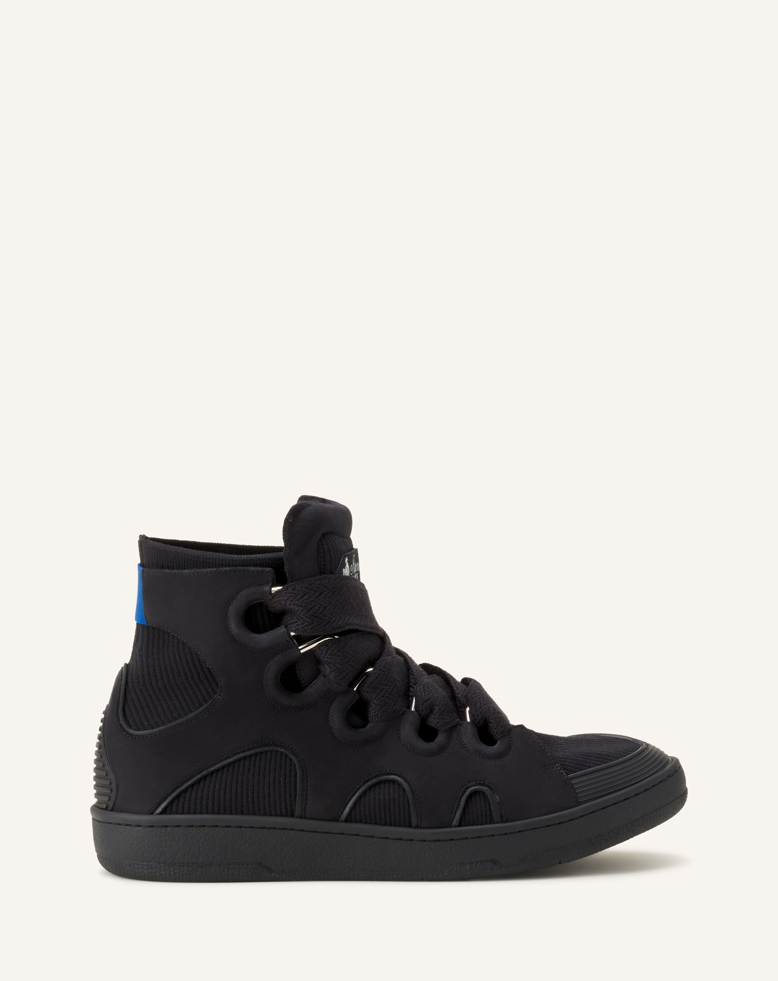 BLACK HIGH TOP CURB SNEAKERS IN KNIT