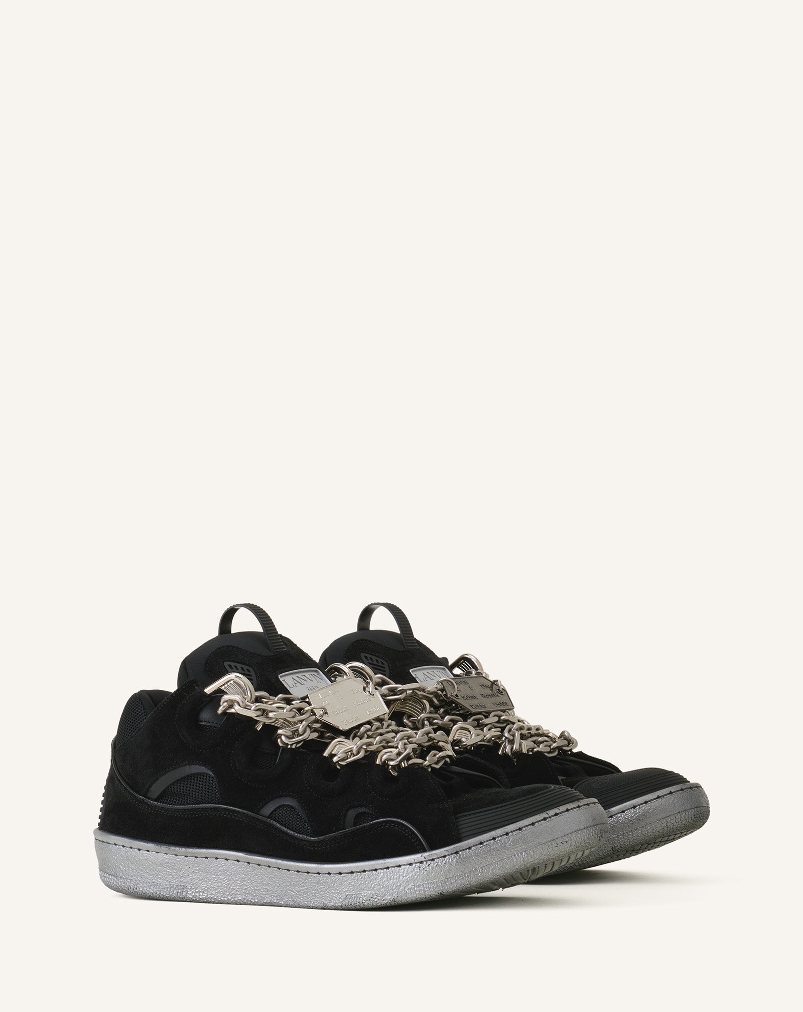 Curb Sneakers Id Chaîne En Suède Black | Lanvin