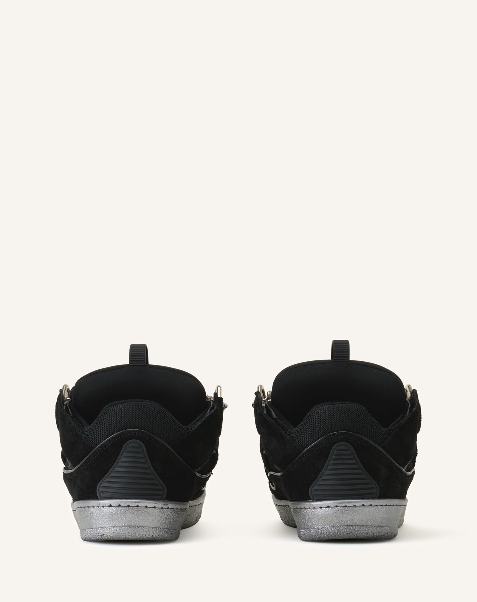 Black Curb Sneakers Id Chain In Suede | Lanvin