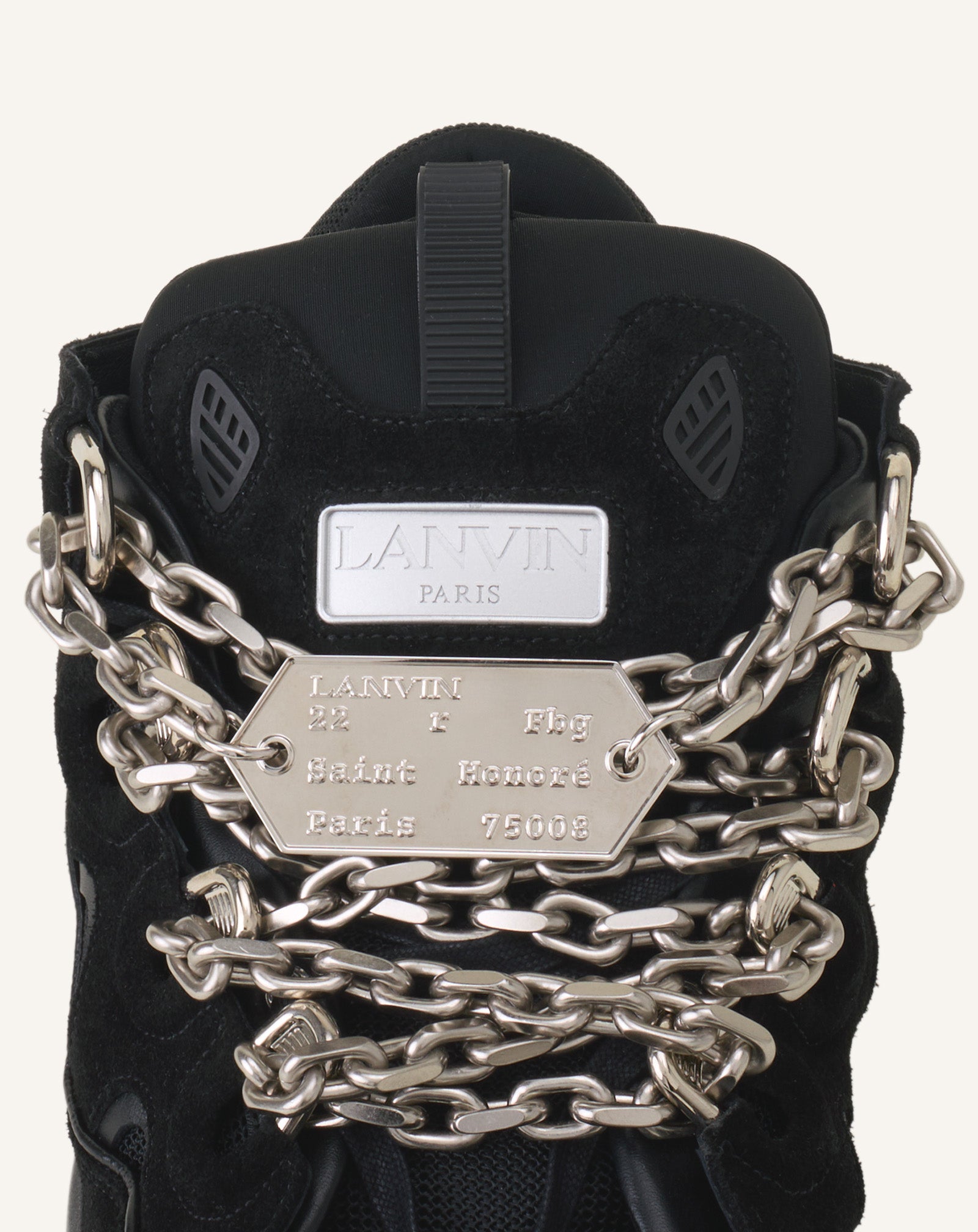 Black Curb Sneakers Id Chain In Suede | Lanvin
