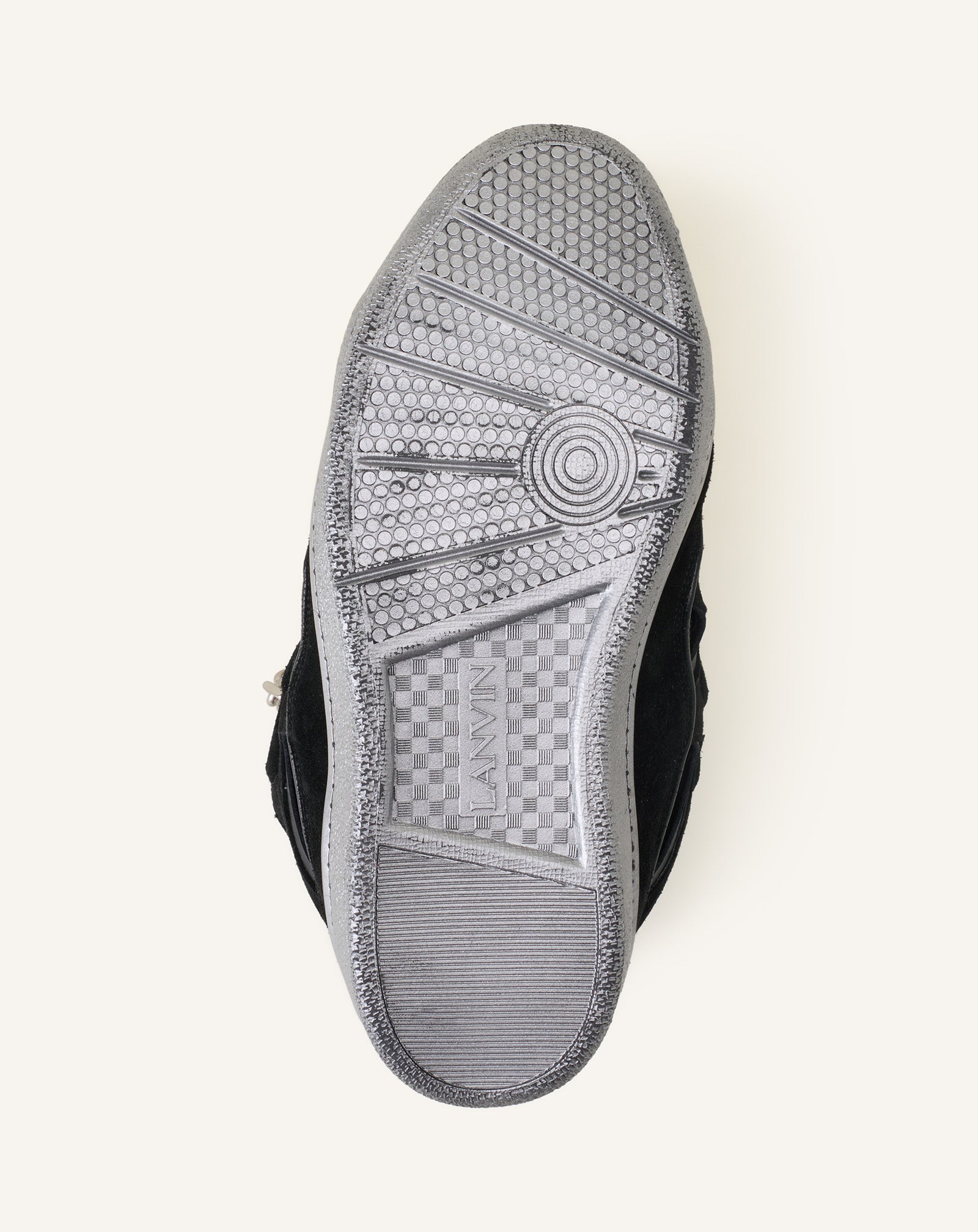 Black Curb Sneakers Id Chain In Suede | Lanvin