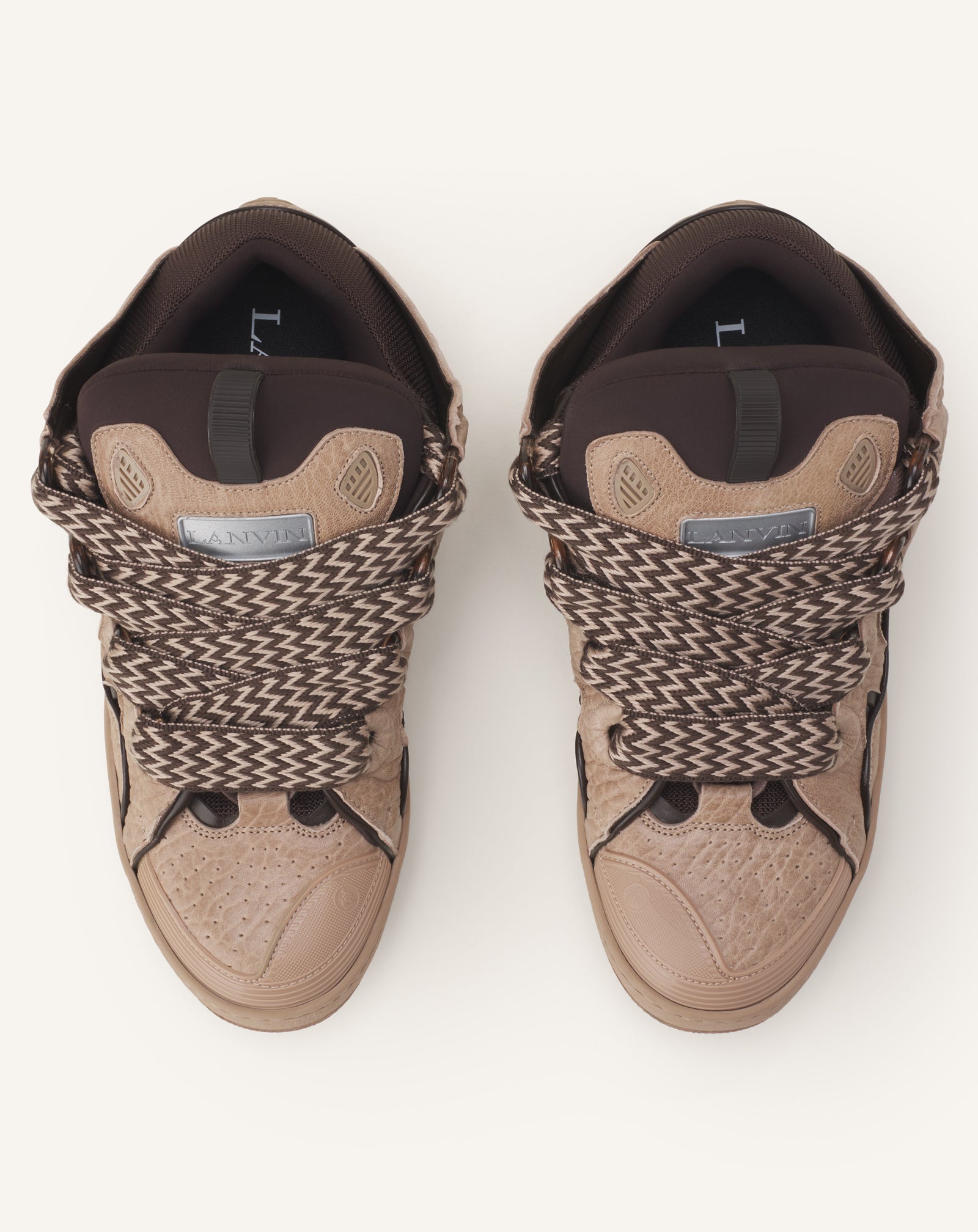 BEIGE CURB SNEAKERS IN DINO-EFFECT LEATHER