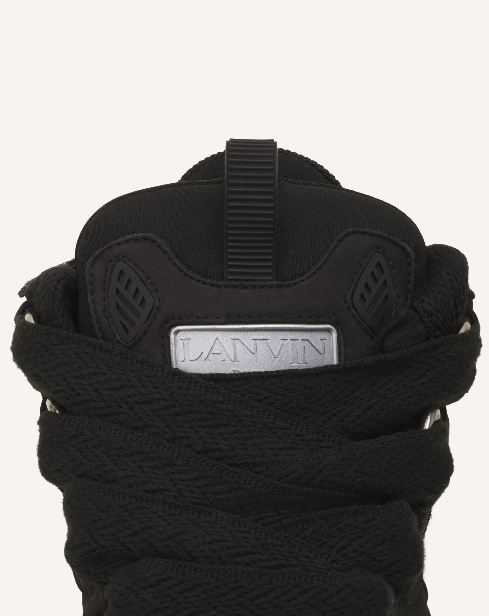 BLACK LEATHER CURB SNEAKERS