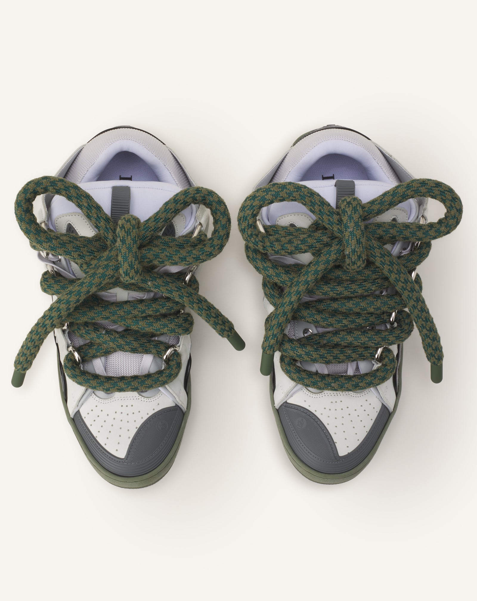 GREY CURB SNAKE SNEAKERS IN LEATHER