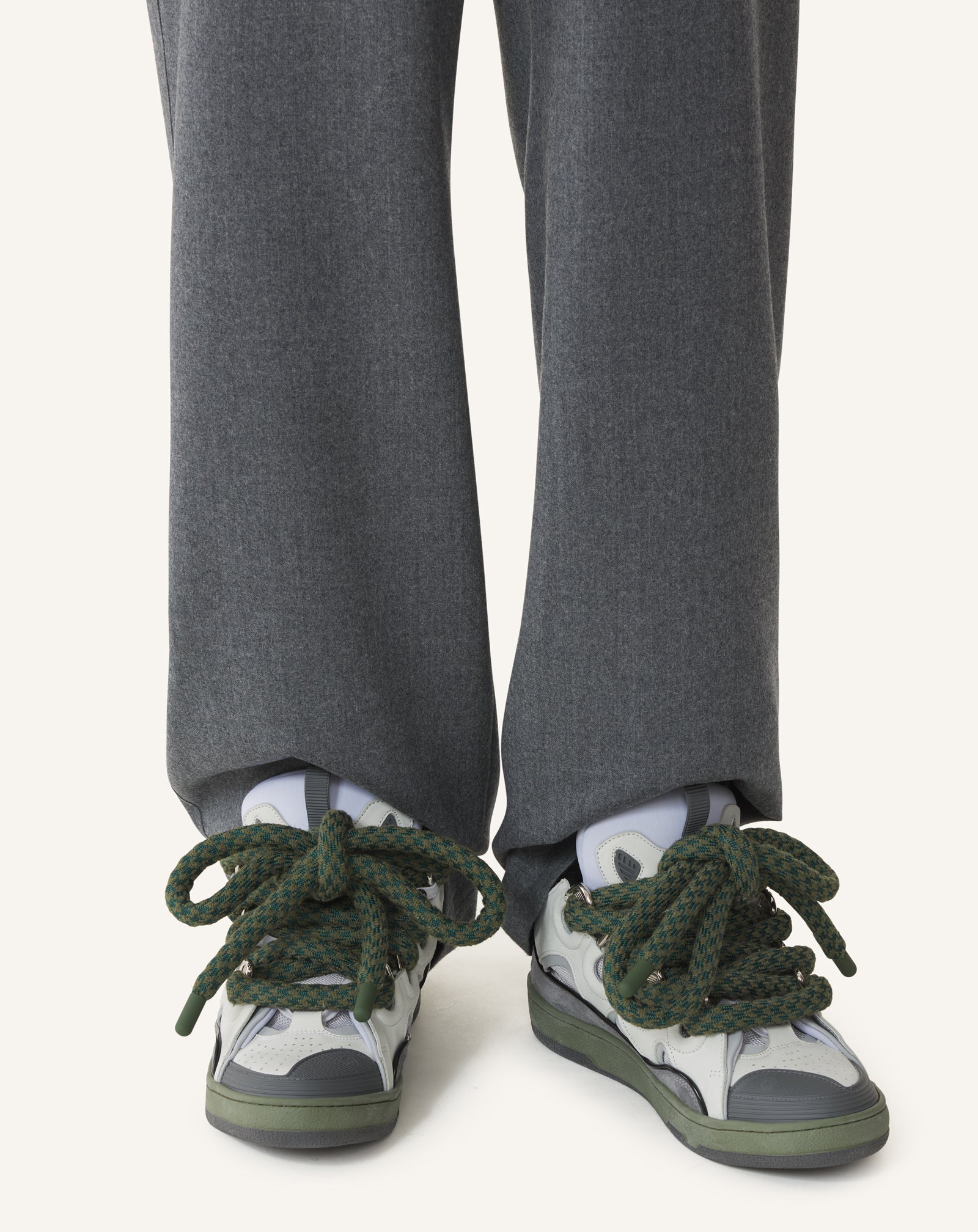 GREY CURB SNAKE SNEAKERS IN LEATHER