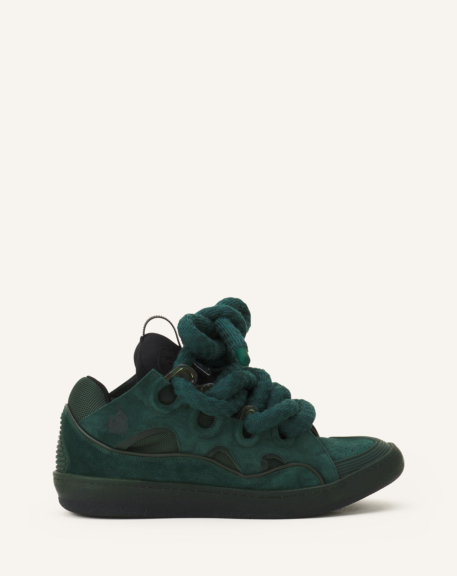 CURB SNEAKERS IN LEATHER WITH SNAKE LACES