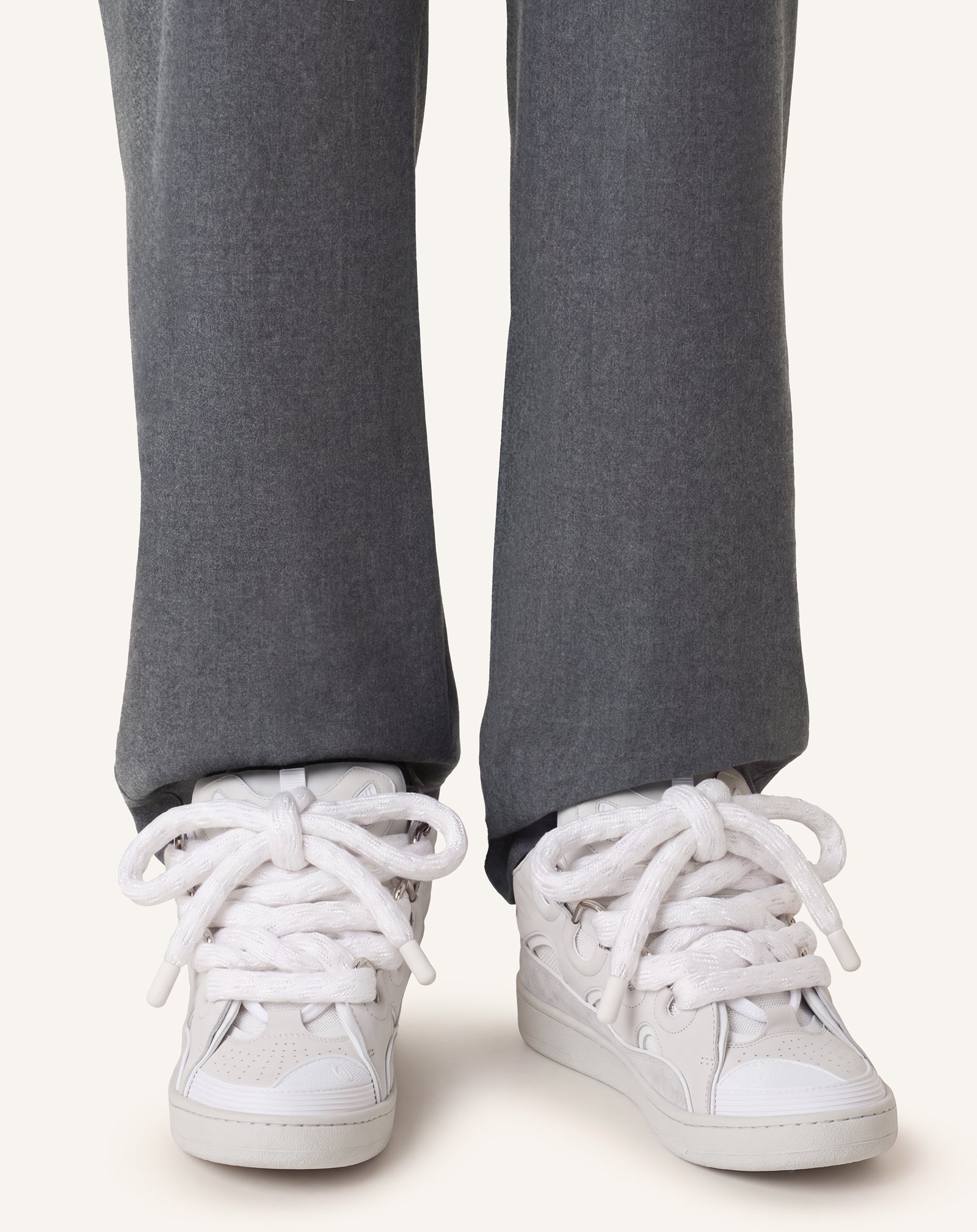 WHITE CURB SNAKE SNEAKERS IN LEATHER